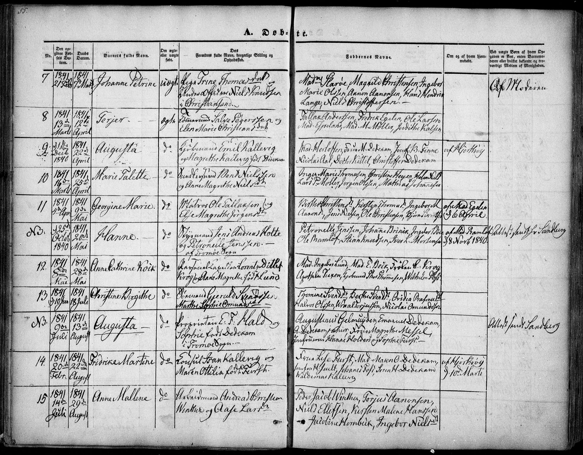 Arendal sokneprestkontor, Trefoldighet, AV/SAK-1111-0040/F/Fa/L0005: Ministerialbok nr. A 5, 1838-1854, s. 55