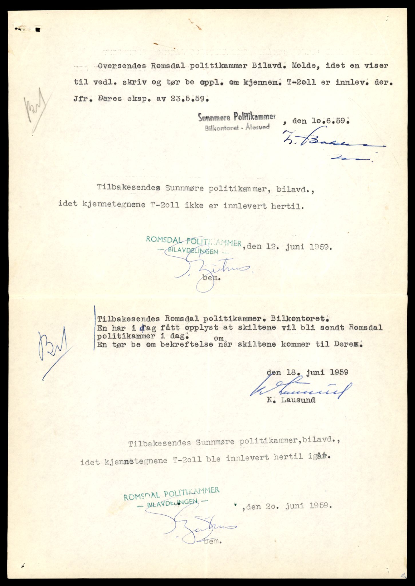 Møre og Romsdal vegkontor - Ålesund trafikkstasjon, AV/SAT-A-4099/F/Fe/L0055: Registreringskort for kjøretøy T 20910 - T 21079, 1927-1998, s. 9