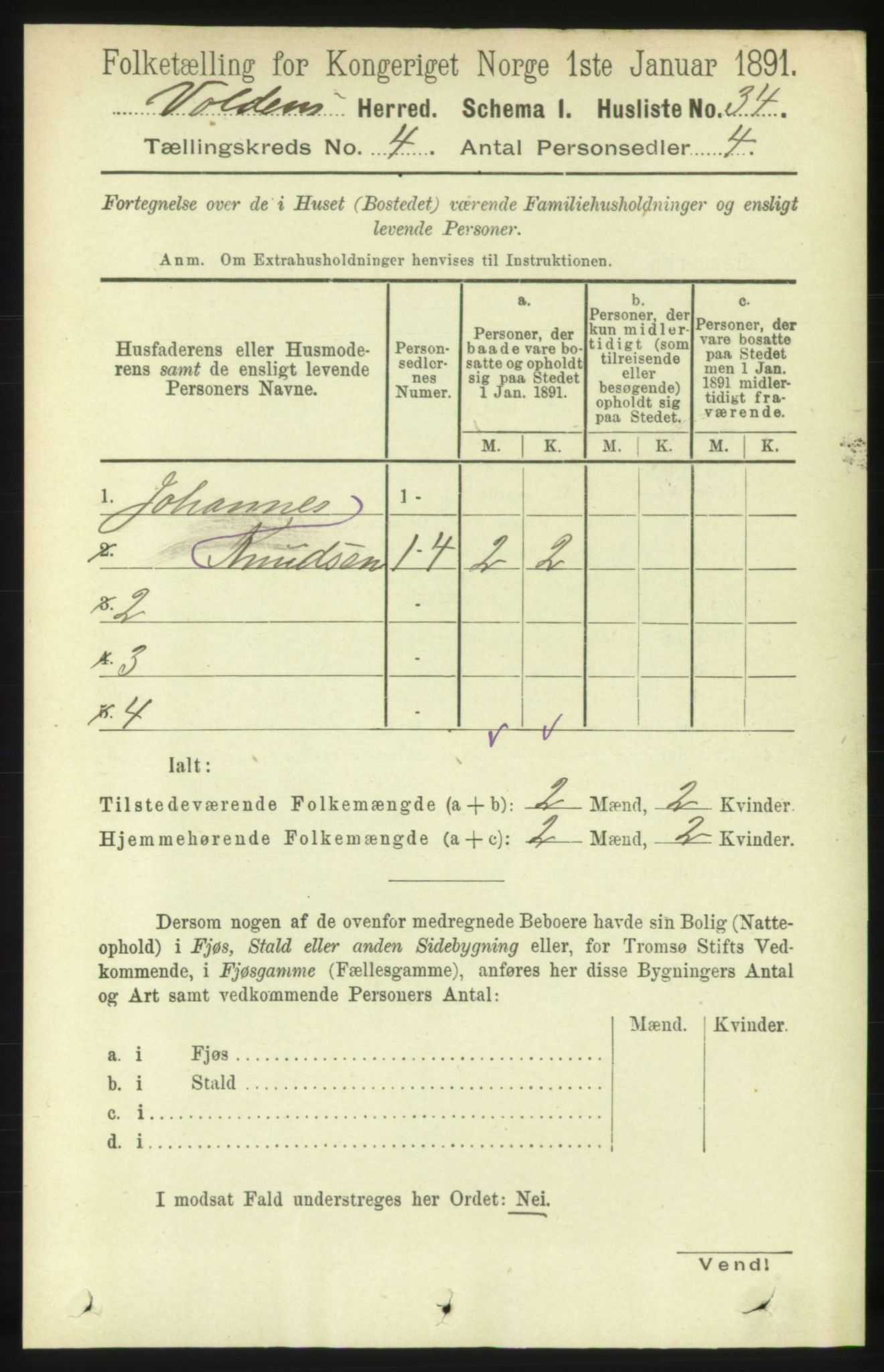 RA, Folketelling 1891 for 1519 Volda herred, 1891, s. 1960