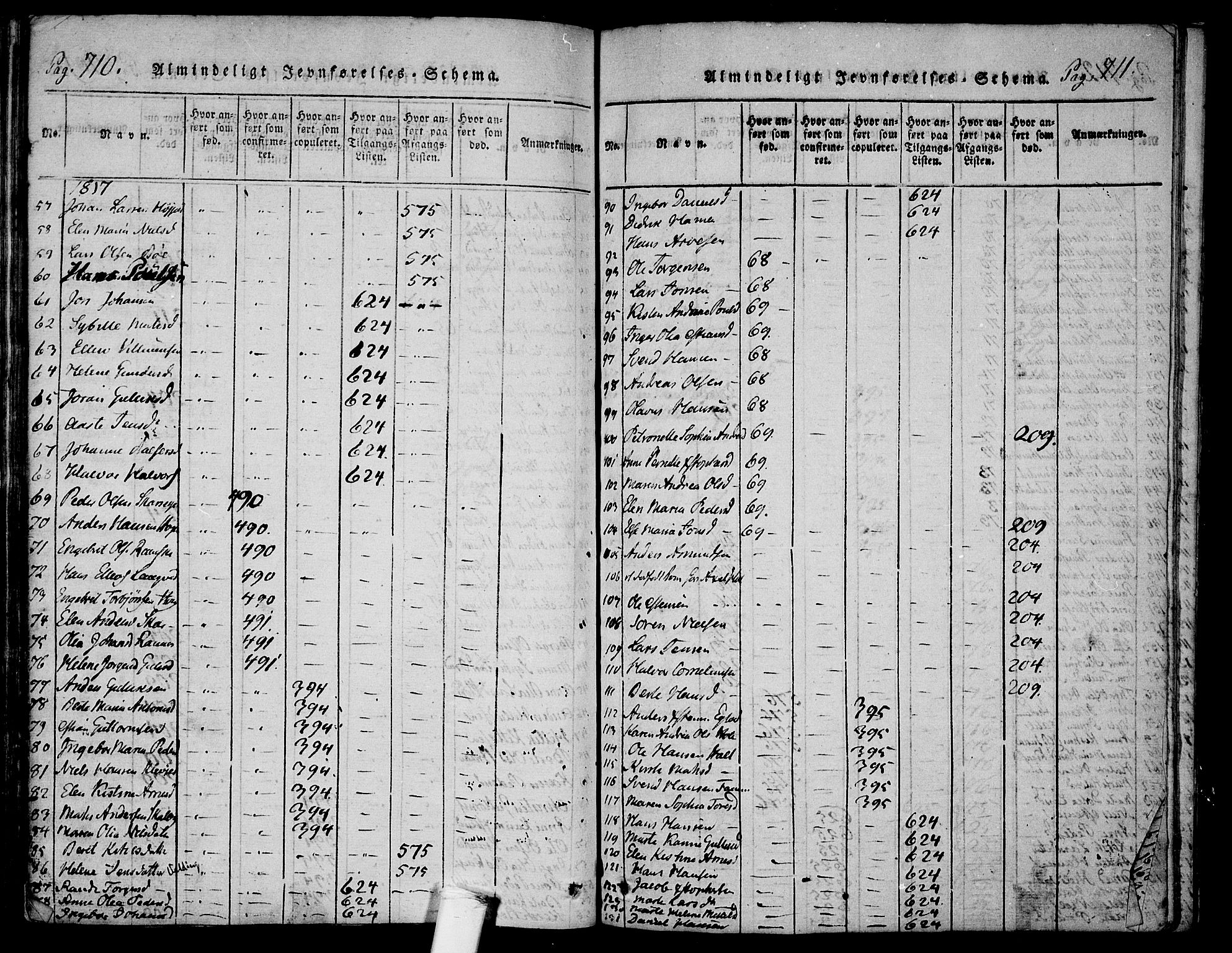 Ramnes kirkebøker, SAKO/A-314/F/Fa/L0004: Ministerialbok nr. I 4, 1813-1840, s. 710-711