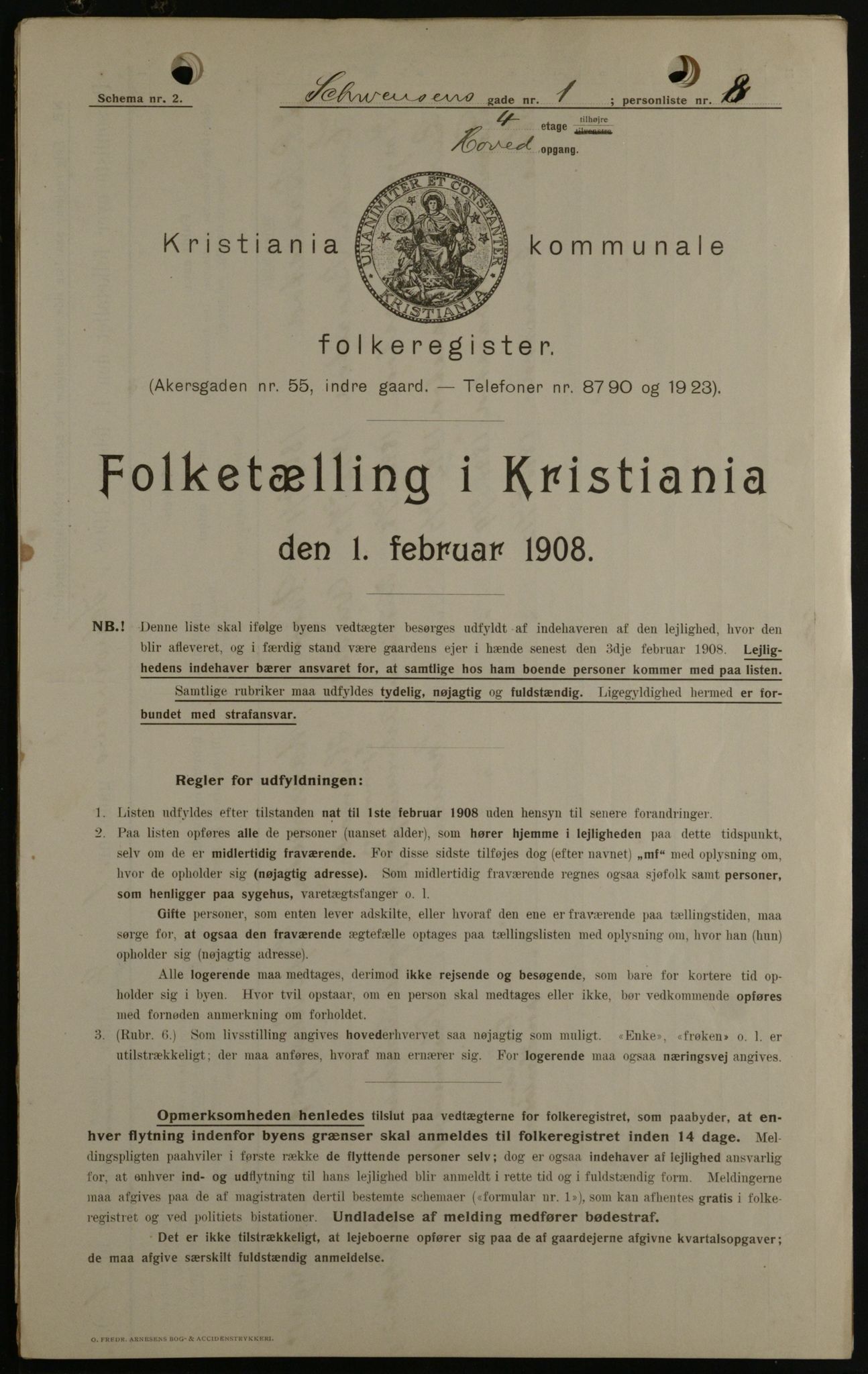 OBA, Kommunal folketelling 1.2.1908 for Kristiania kjøpstad, 1908, s. 83386