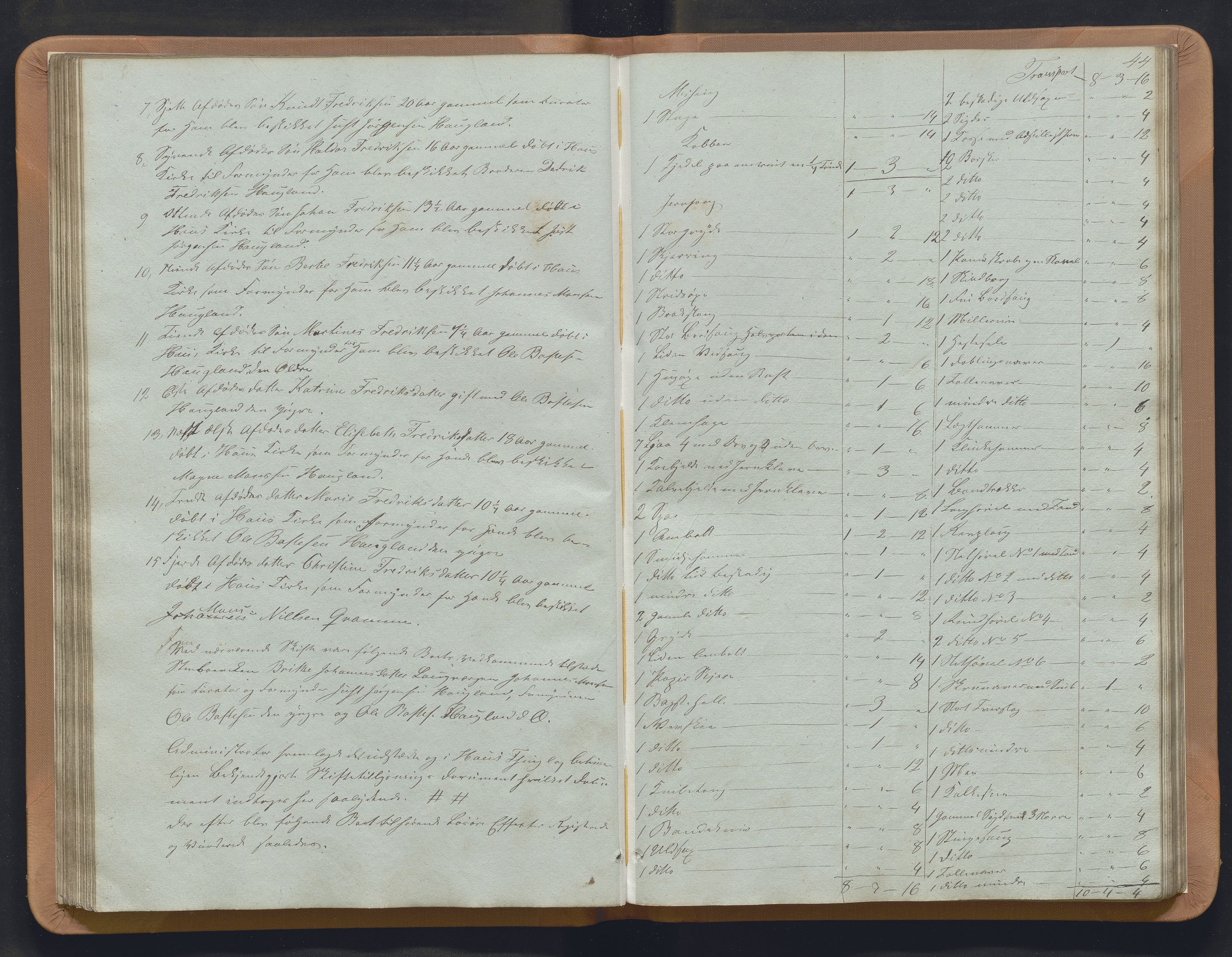 Nordhordland sorenskrivar, AV/SAB-A-2901/1/H/Hb/L0008: Registreringsprotokollar, 1853-1855, s. 44