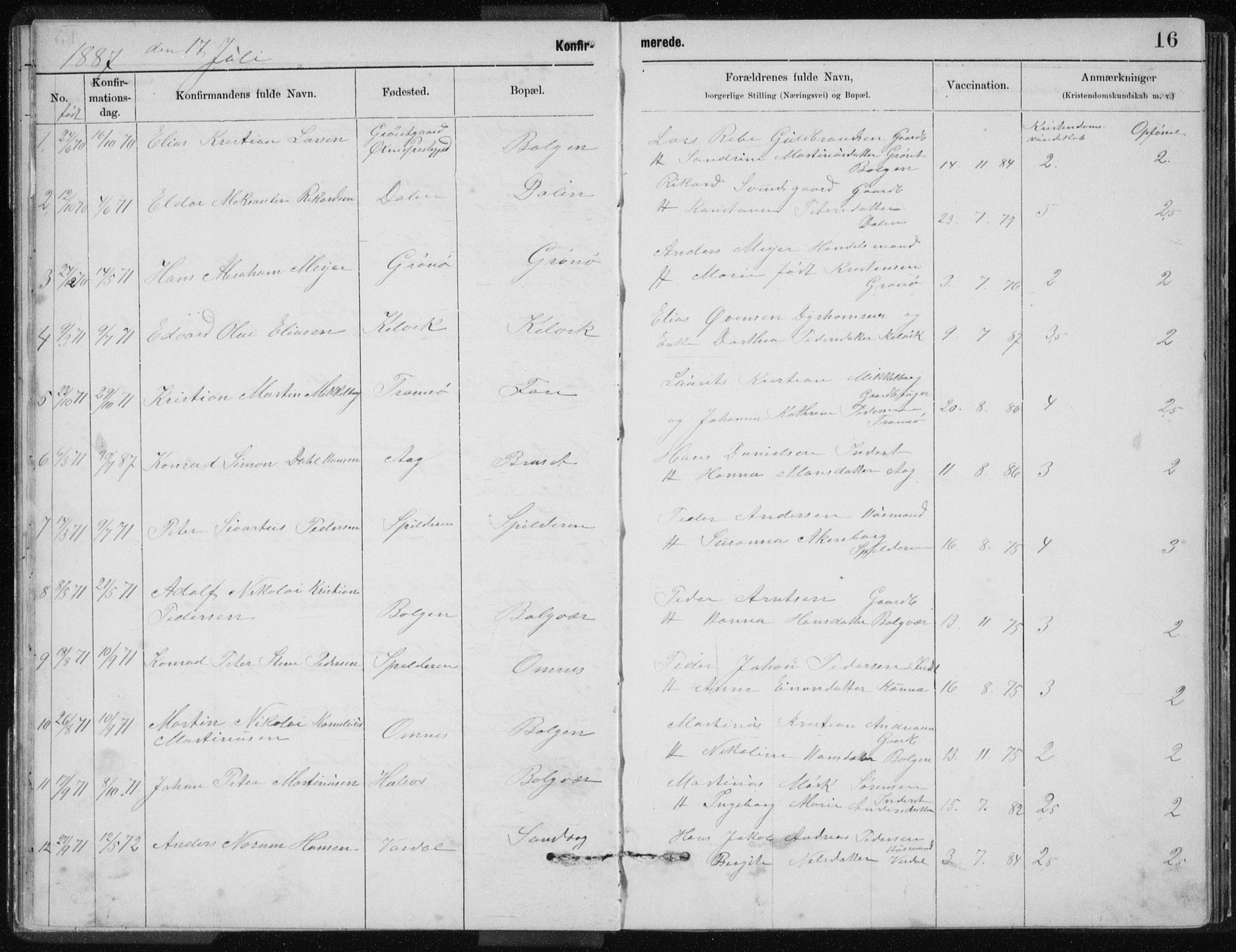 Ministerialprotokoller, klokkerbøker og fødselsregistre - Nordland, SAT/A-1459/843/L0637: Klokkerbok nr. 843C06, 1884-1908, s. 16