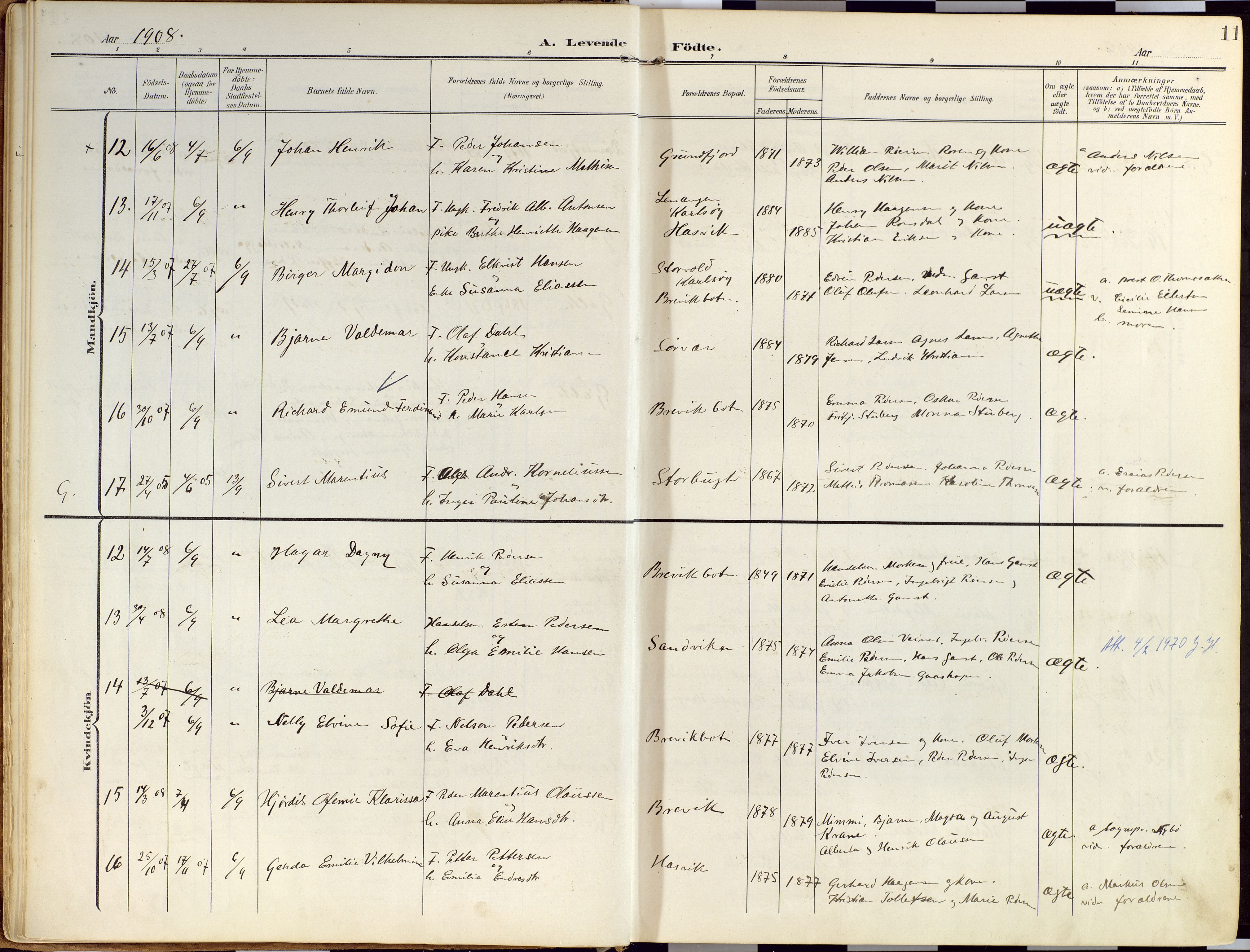 Loppa sokneprestkontor, AV/SATØ-S-1339/H/Ha/L0010kirke: Ministerialbok nr. 10, 1907-1922, s. 11