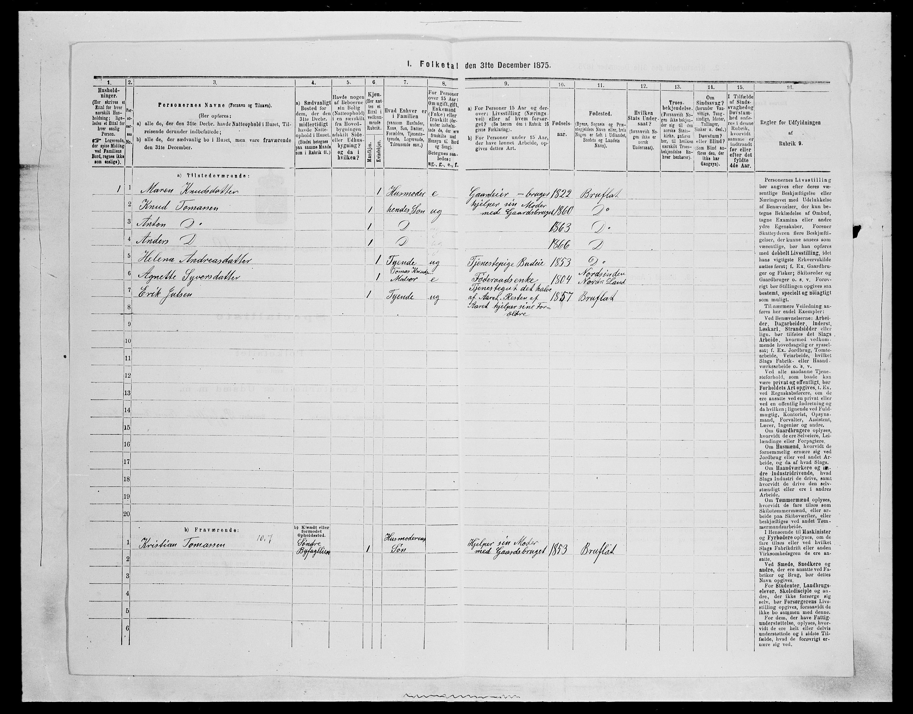 SAH, Folketelling 1875 for 0540P Sør-Aurdal prestegjeld, 1875, s. 1681