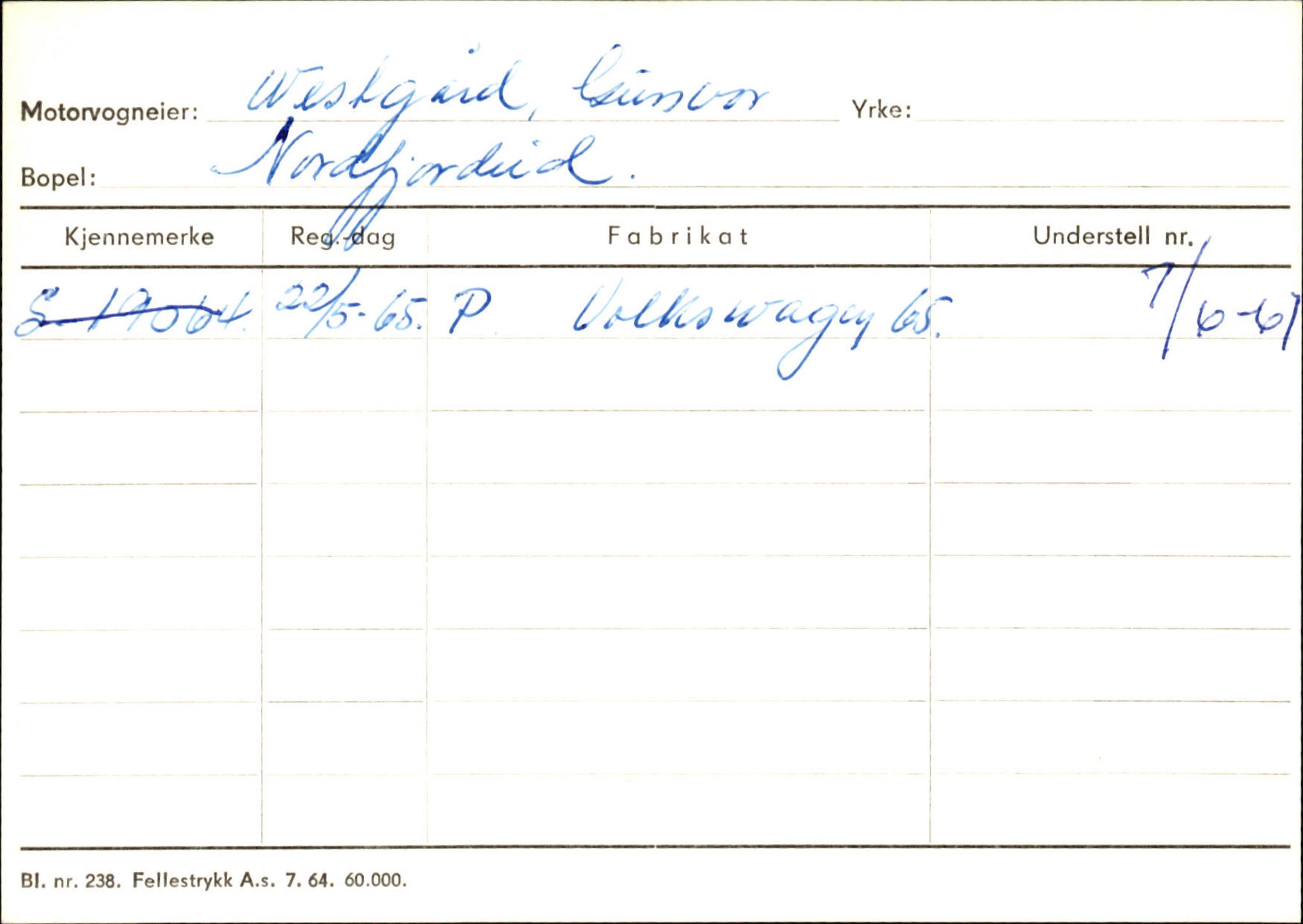 Statens vegvesen, Sogn og Fjordane vegkontor, SAB/A-5301/4/F/L0130: Eigarregister Eid T-Å. Høyanger A-O, 1945-1975, s. 207