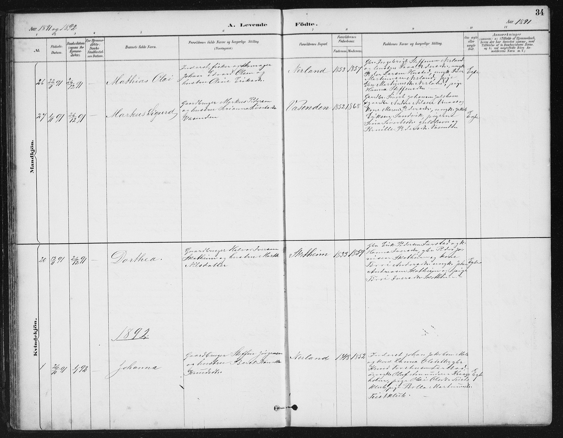Ministerialprotokoller, klokkerbøker og fødselsregistre - Møre og Romsdal, AV/SAT-A-1454/567/L0783: Klokkerbok nr. 567C03, 1887-1903, s. 34