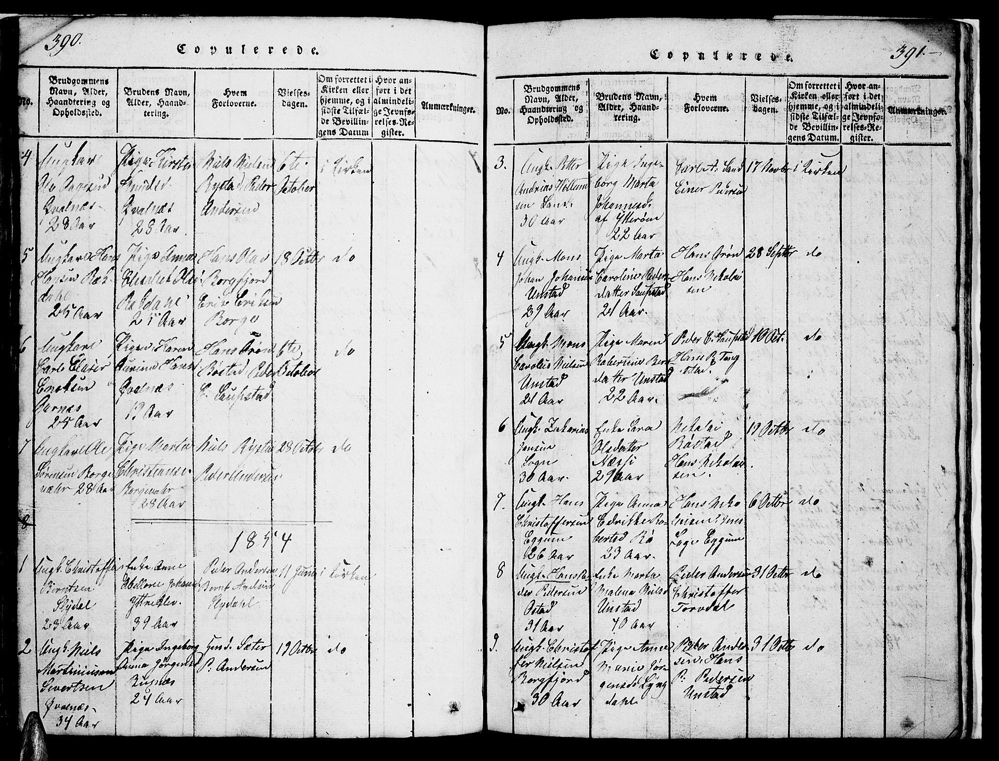 Ministerialprotokoller, klokkerbøker og fødselsregistre - Nordland, AV/SAT-A-1459/880/L1139: Klokkerbok nr. 880C01, 1836-1857, s. 390-391