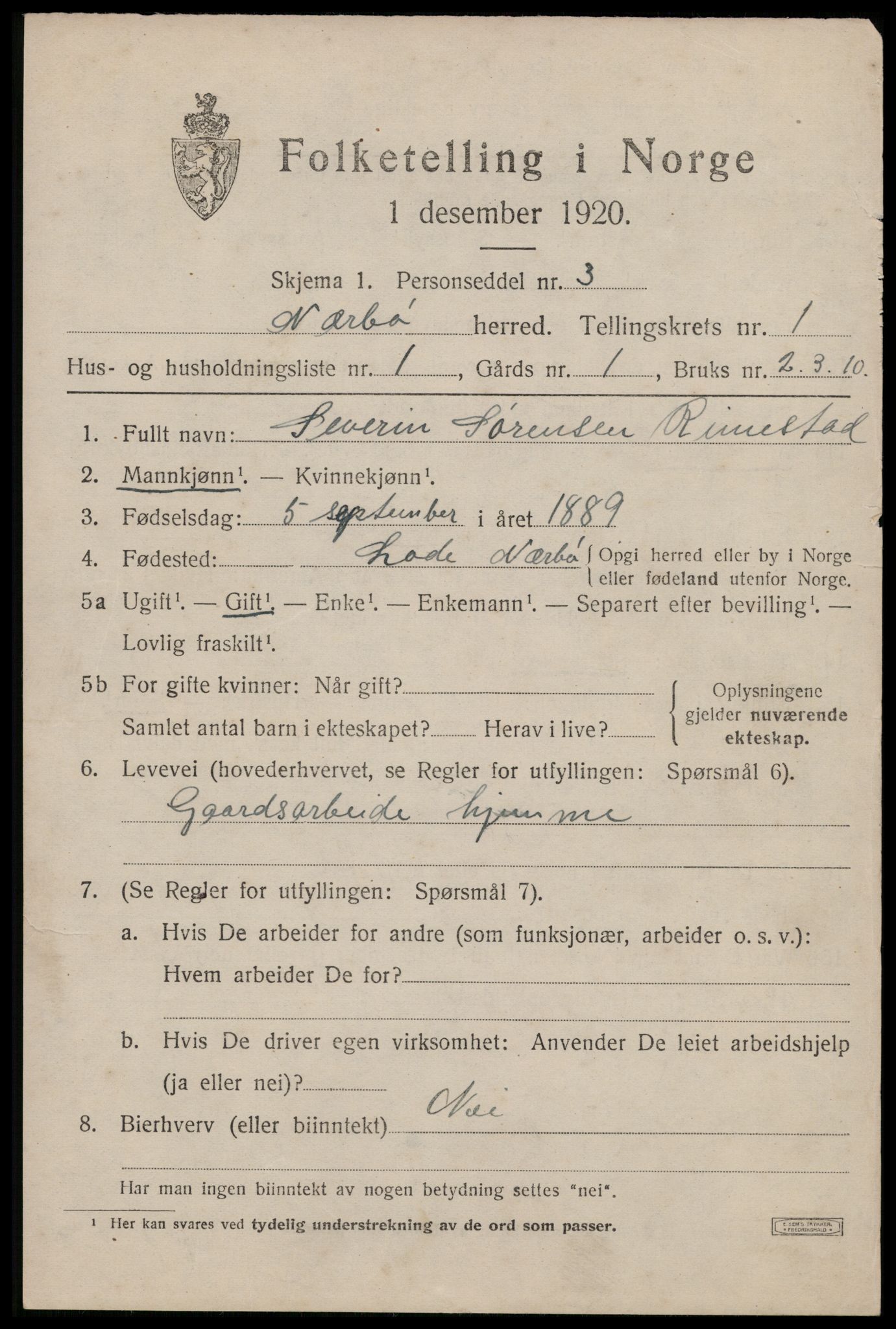 SAST, Folketelling 1920 for 1119 Nærbø herred, 1920, s. 767