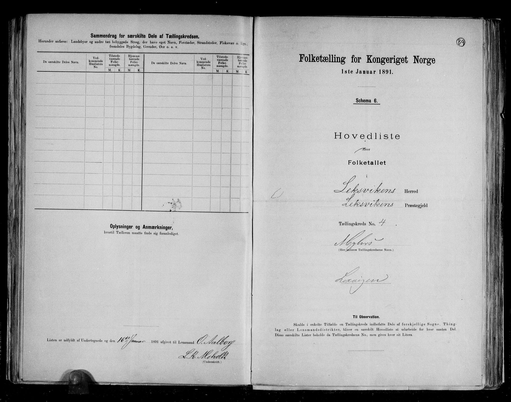 RA, Folketelling 1891 for 1718 Leksvik herred, 1891, s. 13