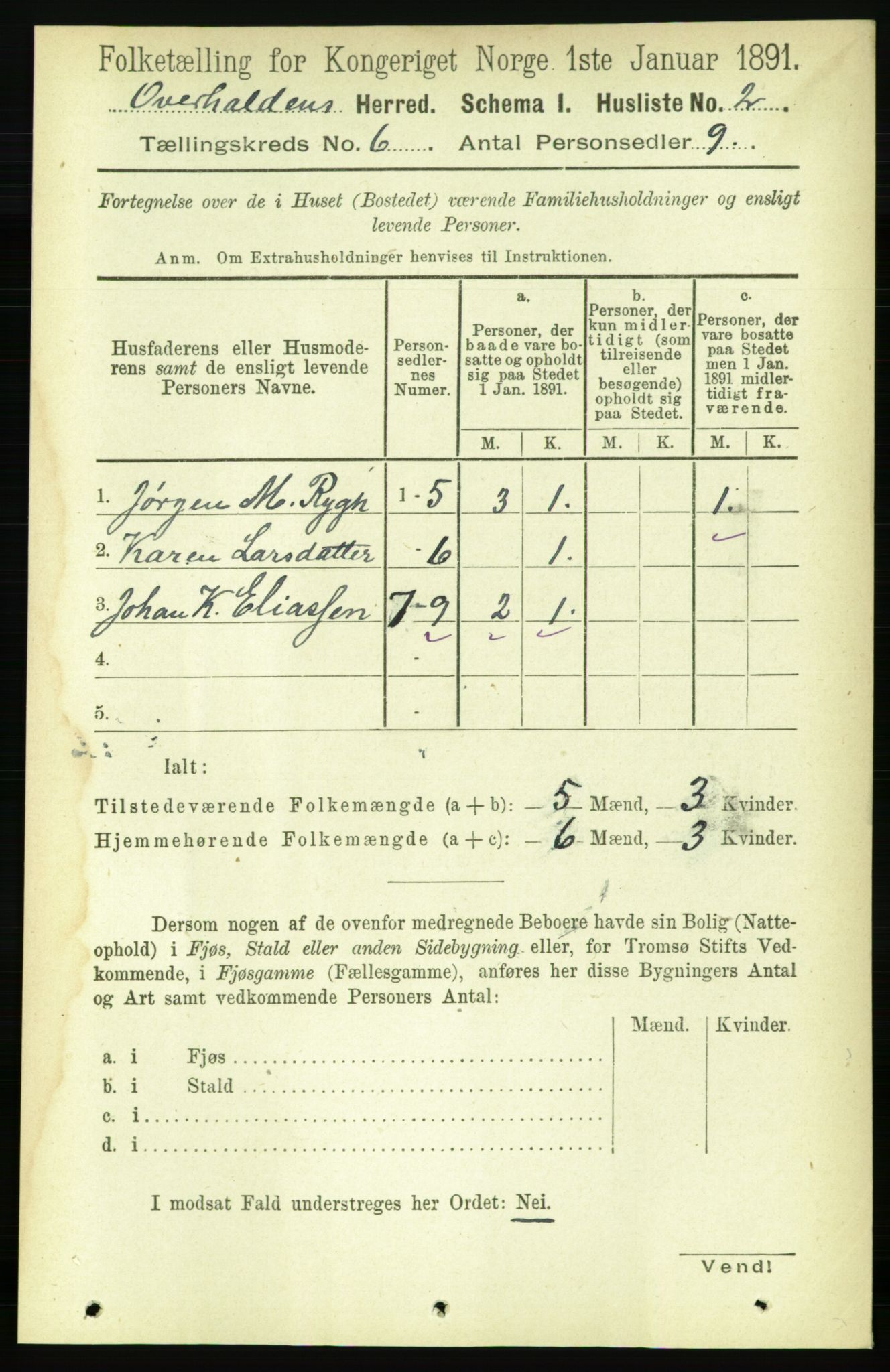 RA, Folketelling 1891 for 1744 Overhalla herred, 1891, s. 2109