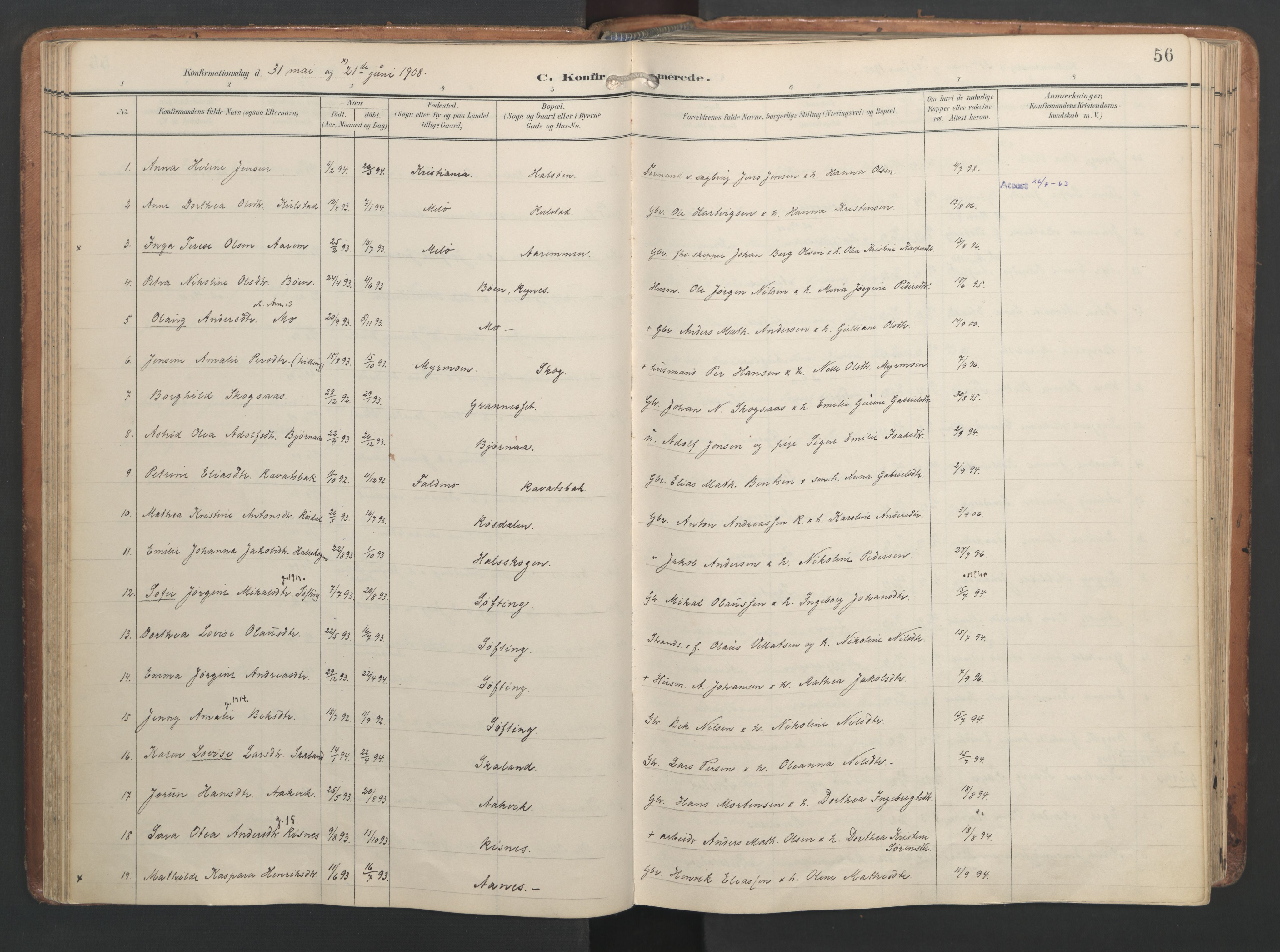 Ministerialprotokoller, klokkerbøker og fødselsregistre - Nordland, AV/SAT-A-1459/820/L0298: Ministerialbok nr. 820A19, 1897-1915, s. 56