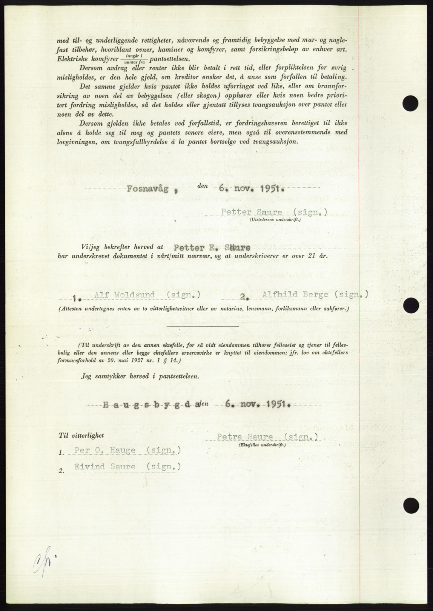 Søre Sunnmøre sorenskriveri, AV/SAT-A-4122/1/2/2C/L0120: Pantebok nr. 8B, 1951-1951, Dagboknr: 2168/1951