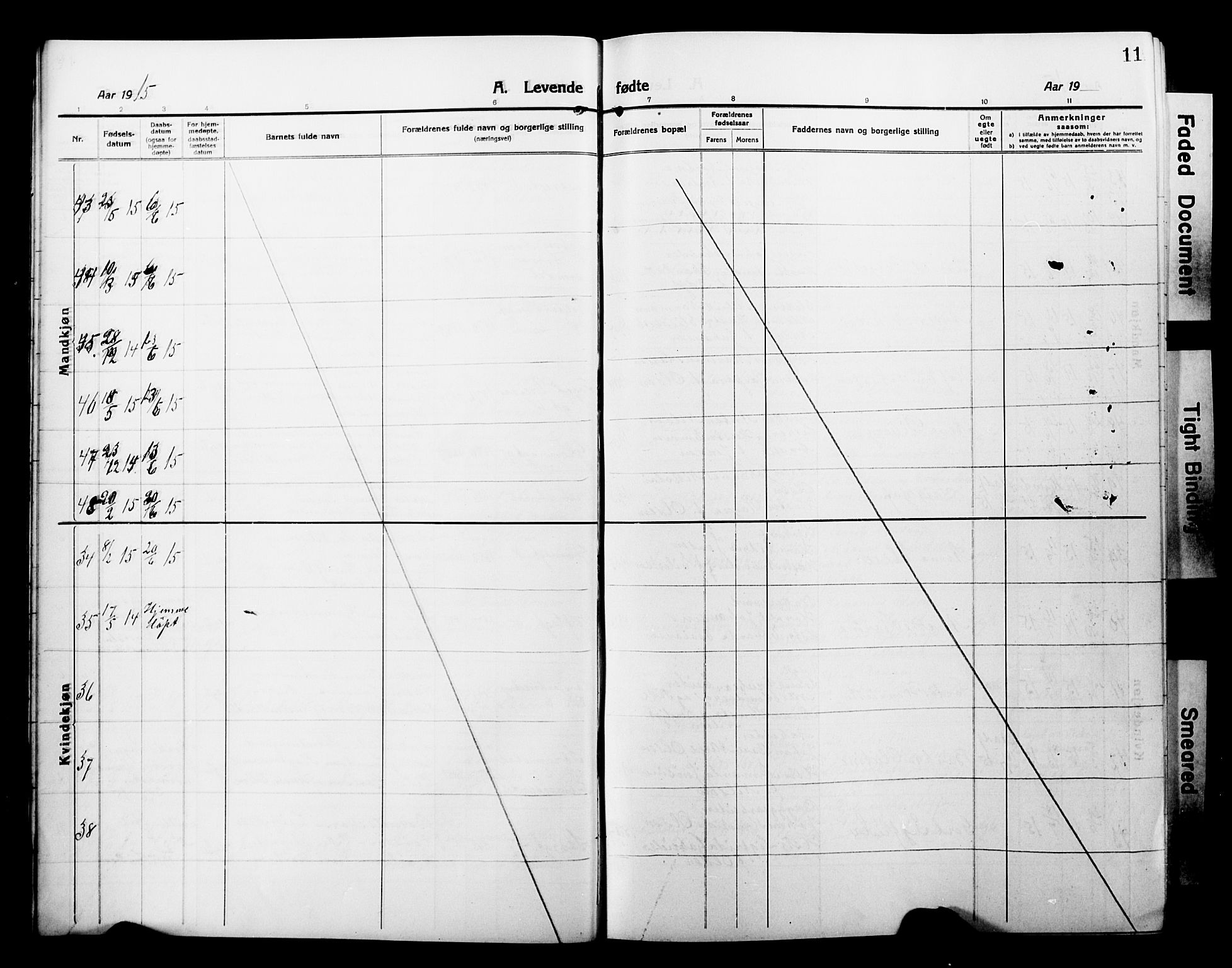 Tromsø sokneprestkontor/stiftsprosti/domprosti, AV/SATØ-S-1343/G/Gb/L0009klokker: Klokkerbok nr. 9, 1915-1925, s. 11