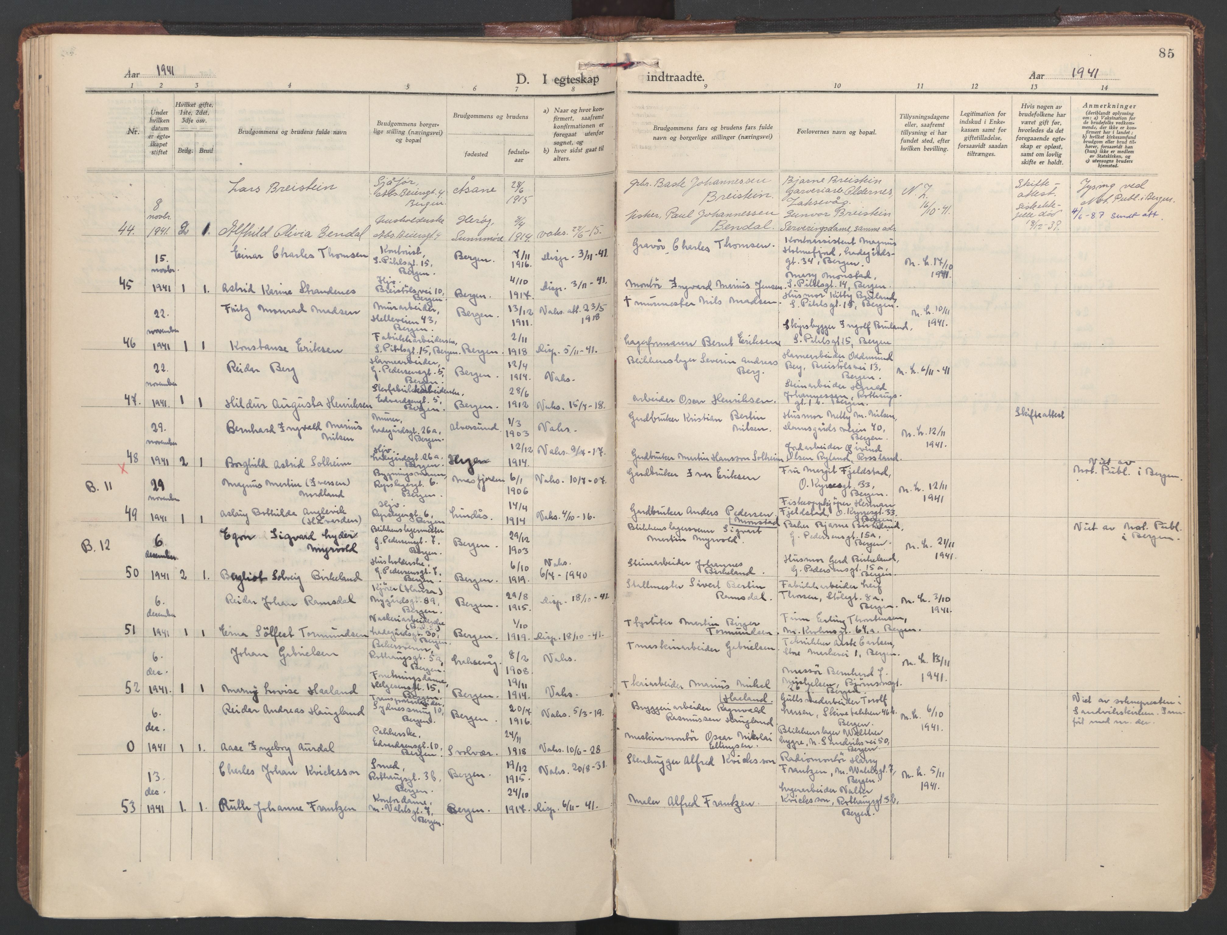 St. Olavs Sokneprestembete, AV/SAB-A-78101/H/Haa: Ministerialbok nr. C 1, 1928-1954, s. 85