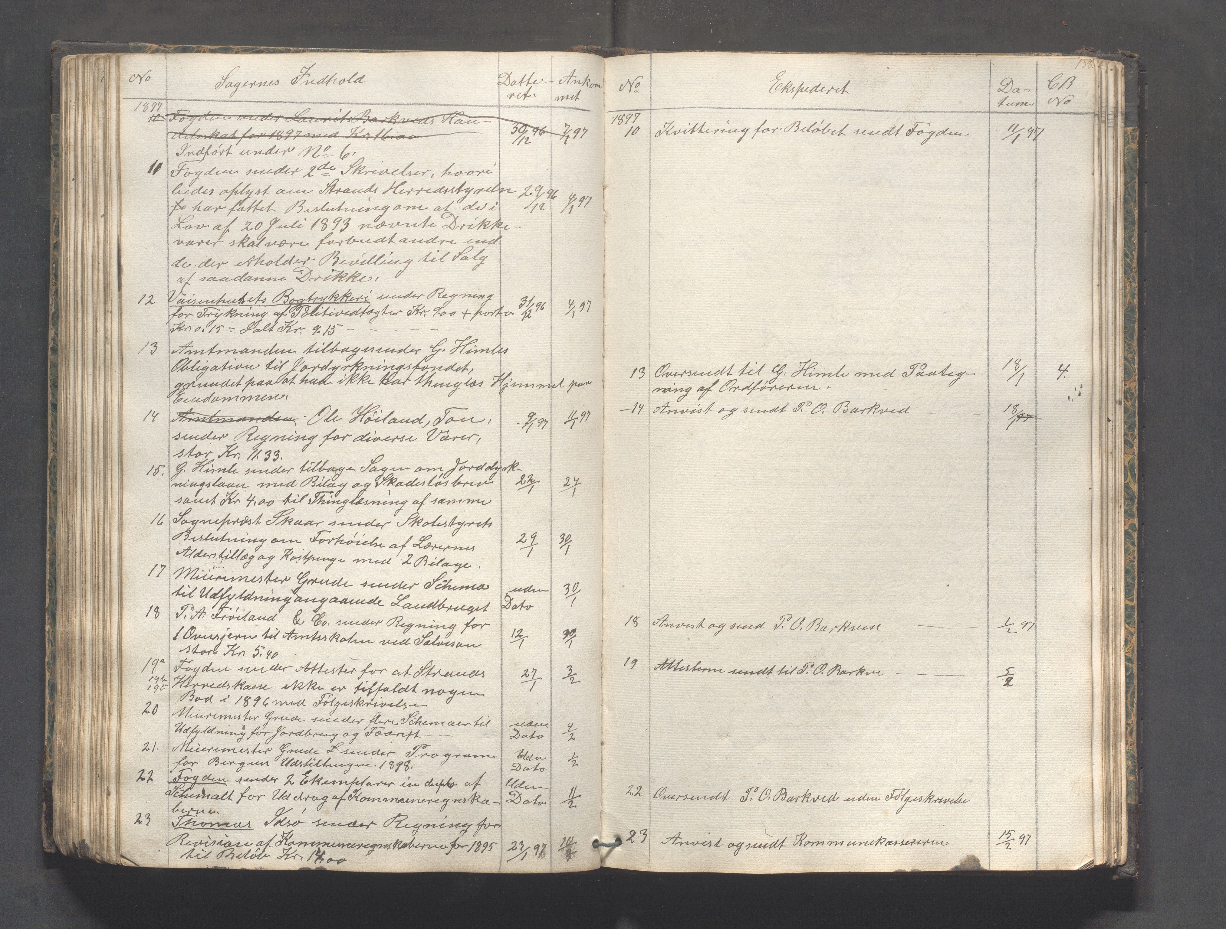 Strand kommune - Formannskapet/Rådmannskontoret, IKAR/A-104/C/Ca/L0001: Journal, 1837-1900, s. 138