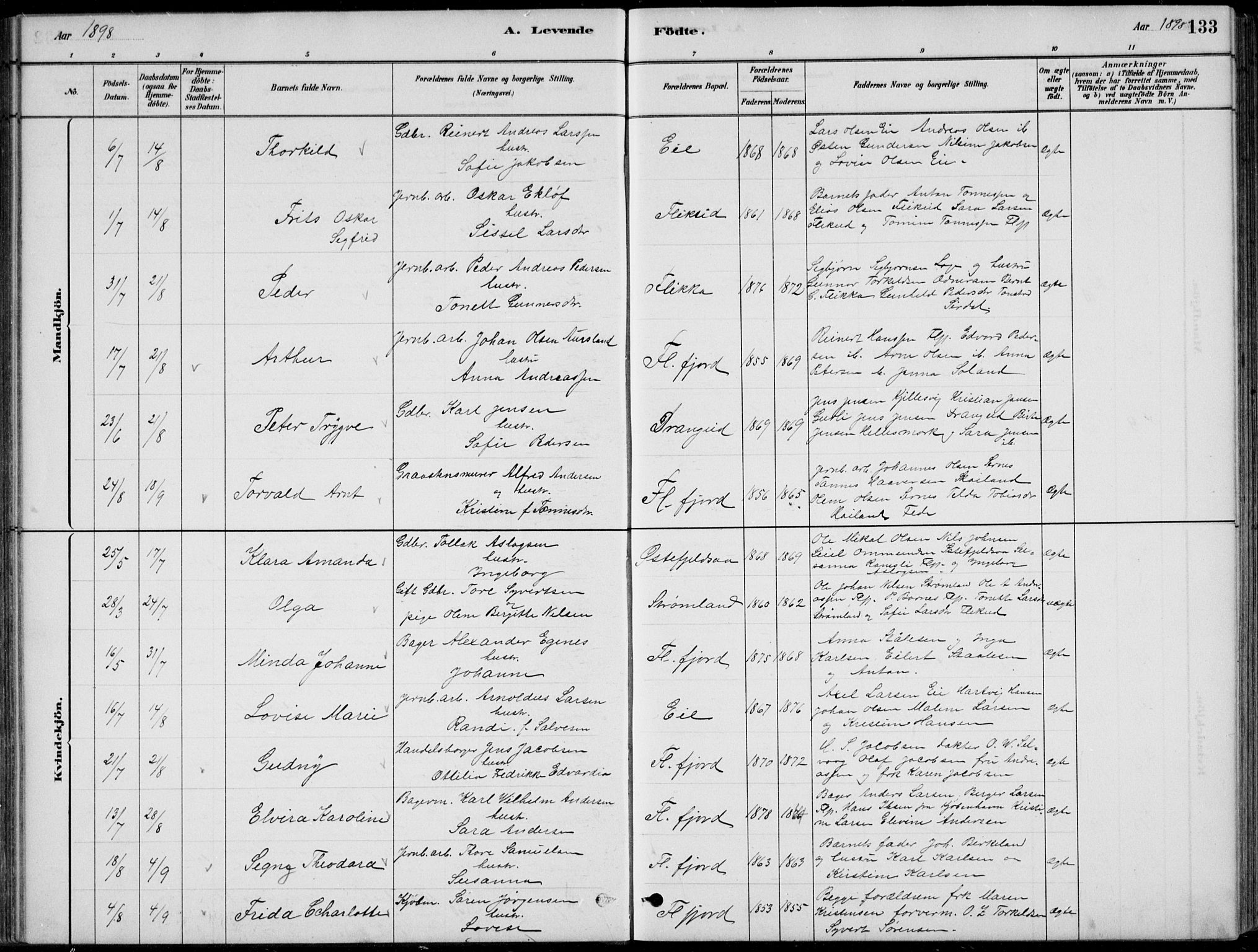 Flekkefjord sokneprestkontor, AV/SAK-1111-0012/F/Fb/Fbc/L0007: Klokkerbok nr. B 7, 1880-1902, s. 133