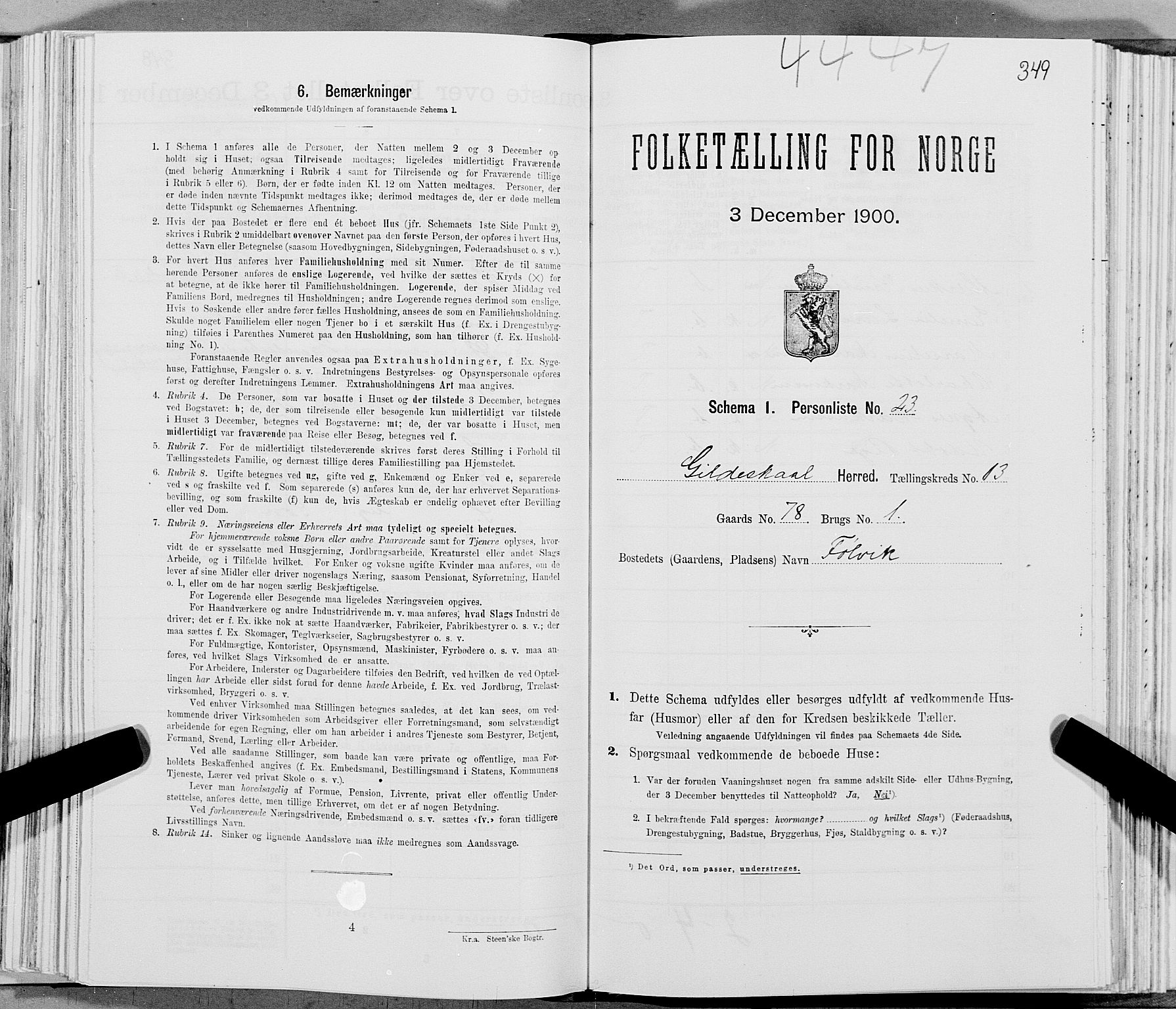 SAT, Folketelling 1900 for 1838 Gildeskål herred, 1900, s. 1332