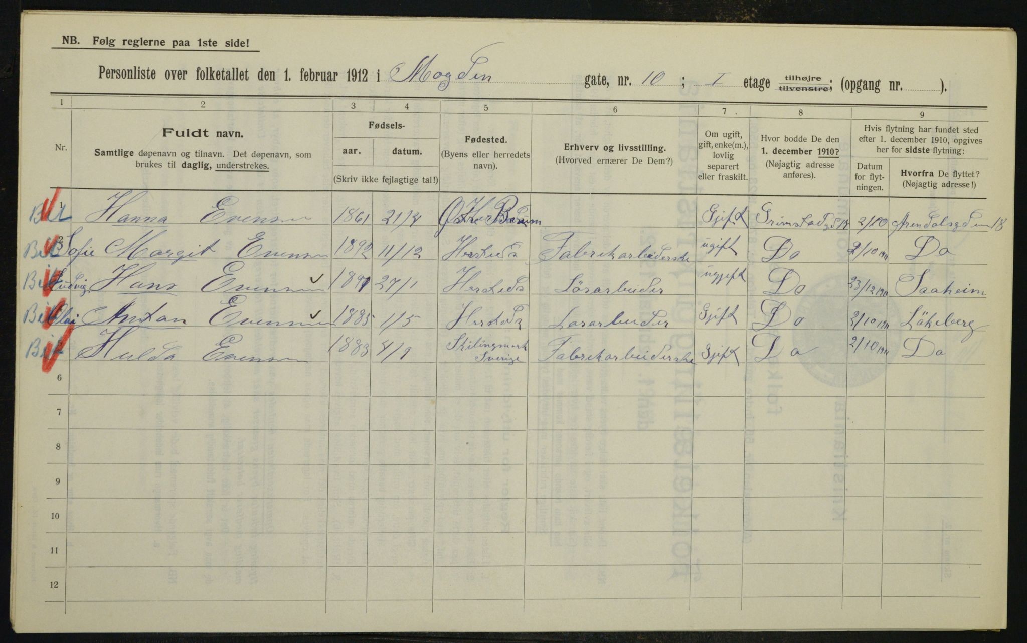 OBA, Kommunal folketelling 1.2.1912 for Kristiania, 1912, s. 65901