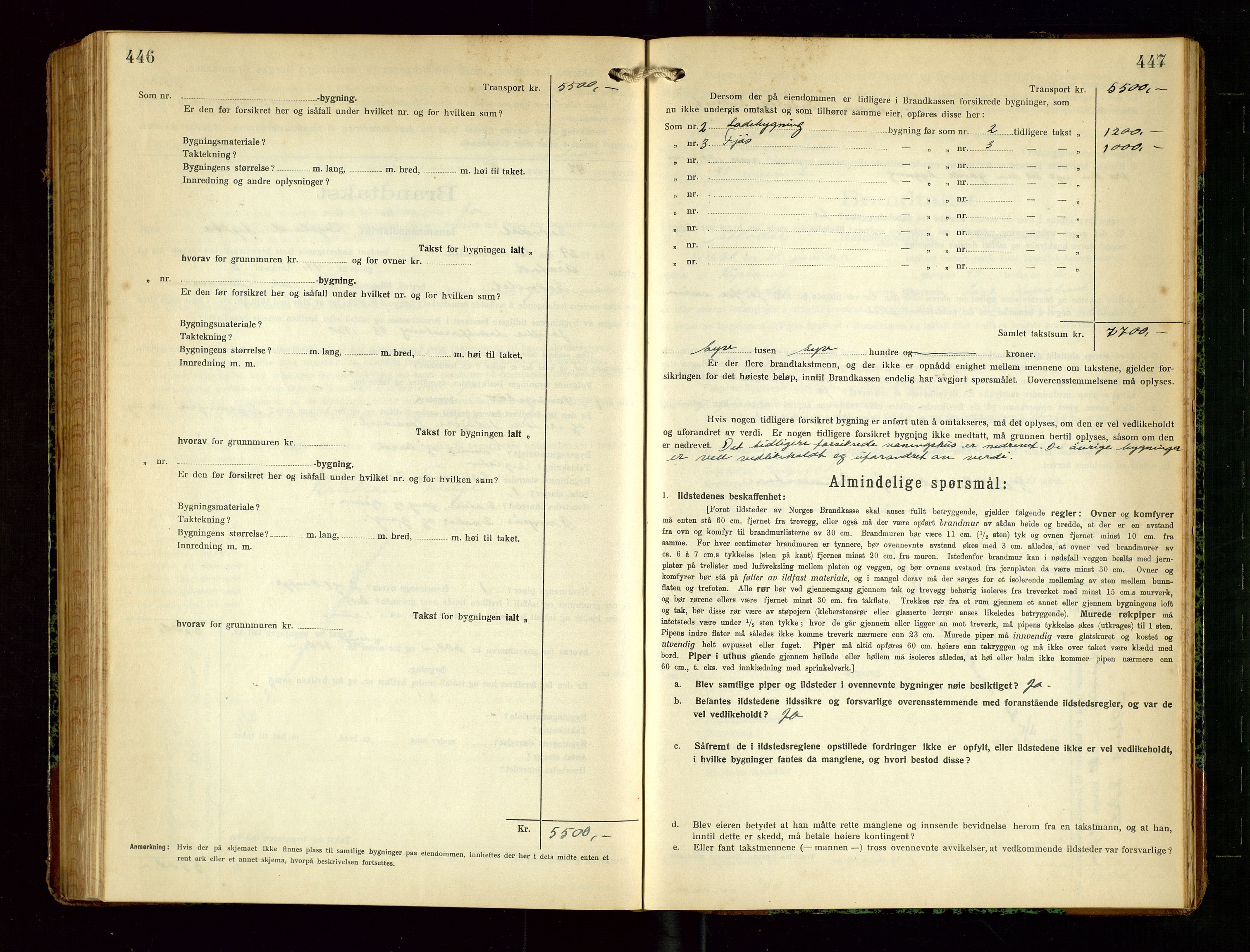 Sokndal lensmannskontor, SAST/A-100417/Gob/L0006: "Brandtakst-Protokol", 1924-1930, s. 446-447