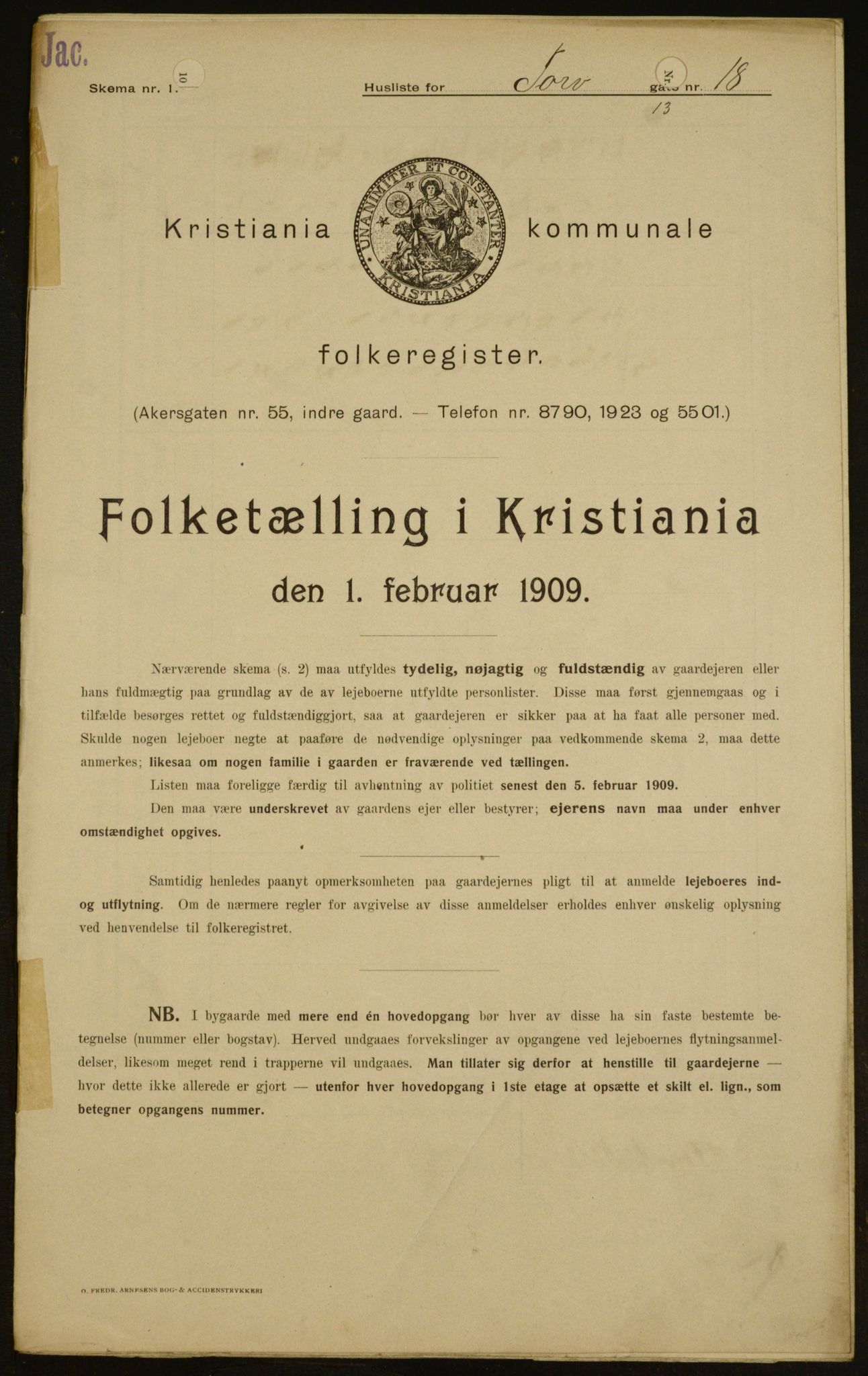 OBA, Kommunal folketelling 1.2.1909 for Kristiania kjøpstad, 1909, s. 103414
