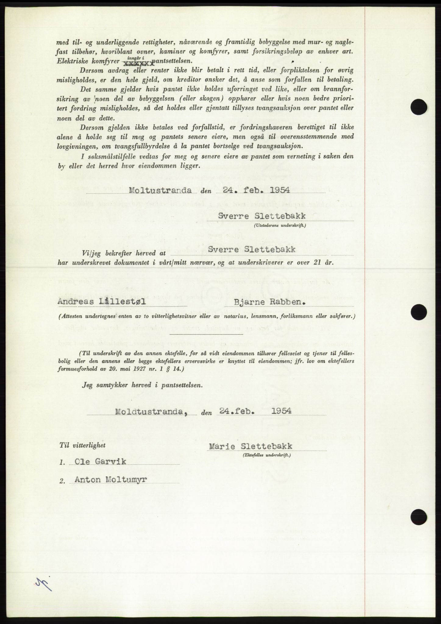 Søre Sunnmøre sorenskriveri, AV/SAT-A-4122/1/2/2C/L0124: Pantebok nr. 12B, 1953-1954, Dagboknr: 801/1954