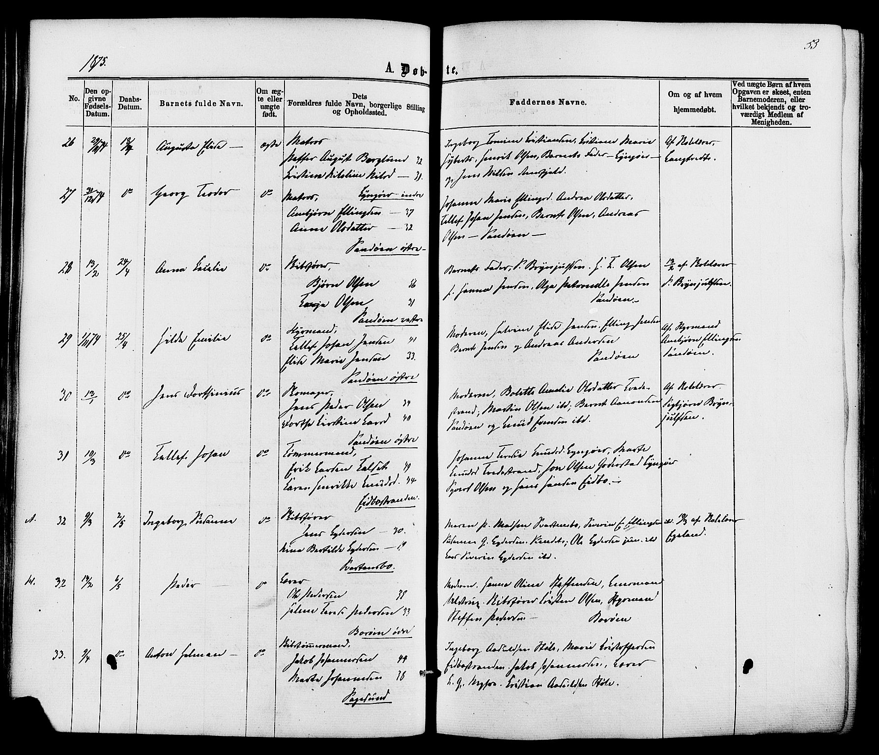 Dypvåg sokneprestkontor, SAK/1111-0007/F/Fa/Faa/L0007: Ministerialbok nr. A 7/ 1, 1872-1884, s. 53