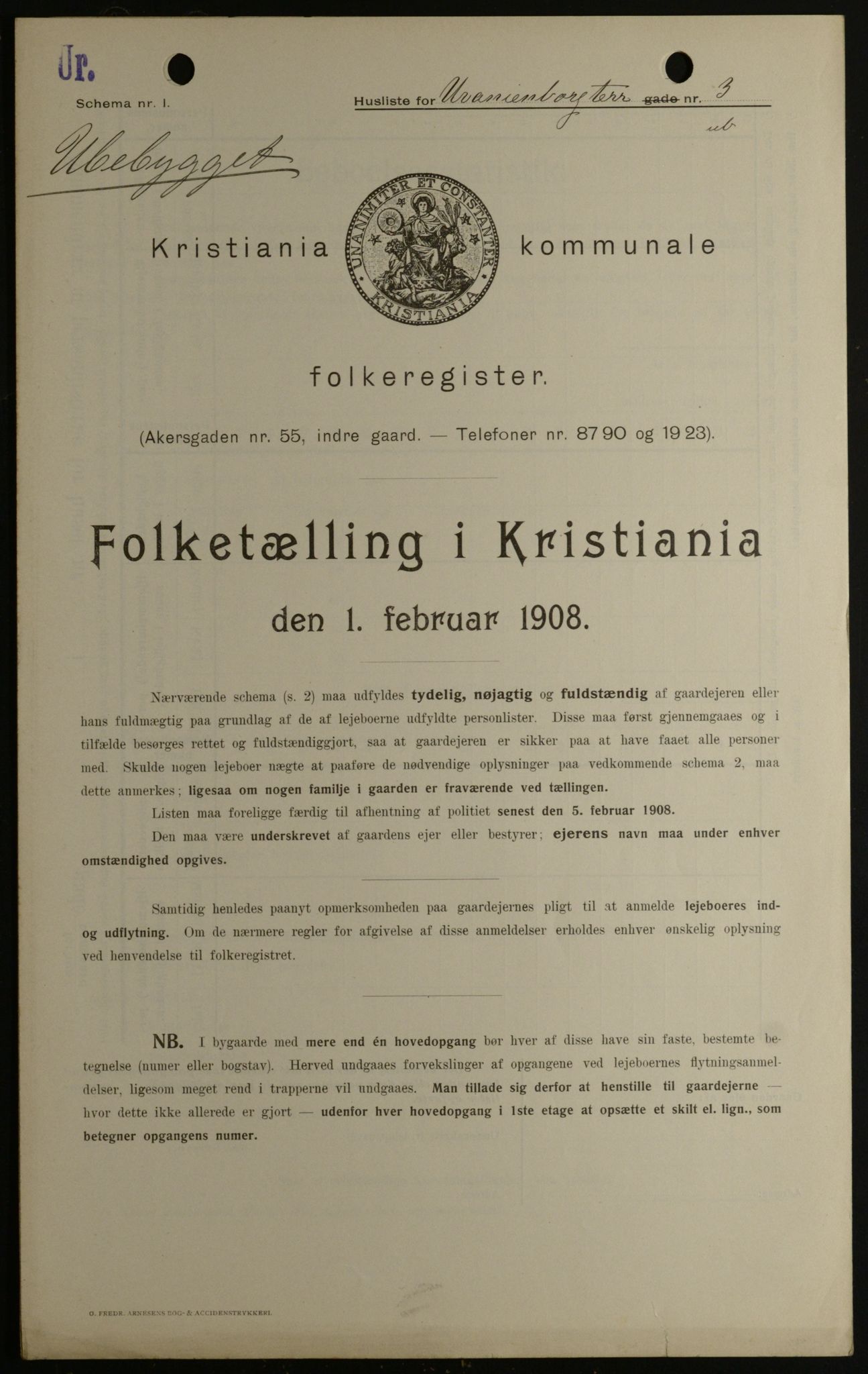 OBA, Kommunal folketelling 1.2.1908 for Kristiania kjøpstad, 1908, s. 107880