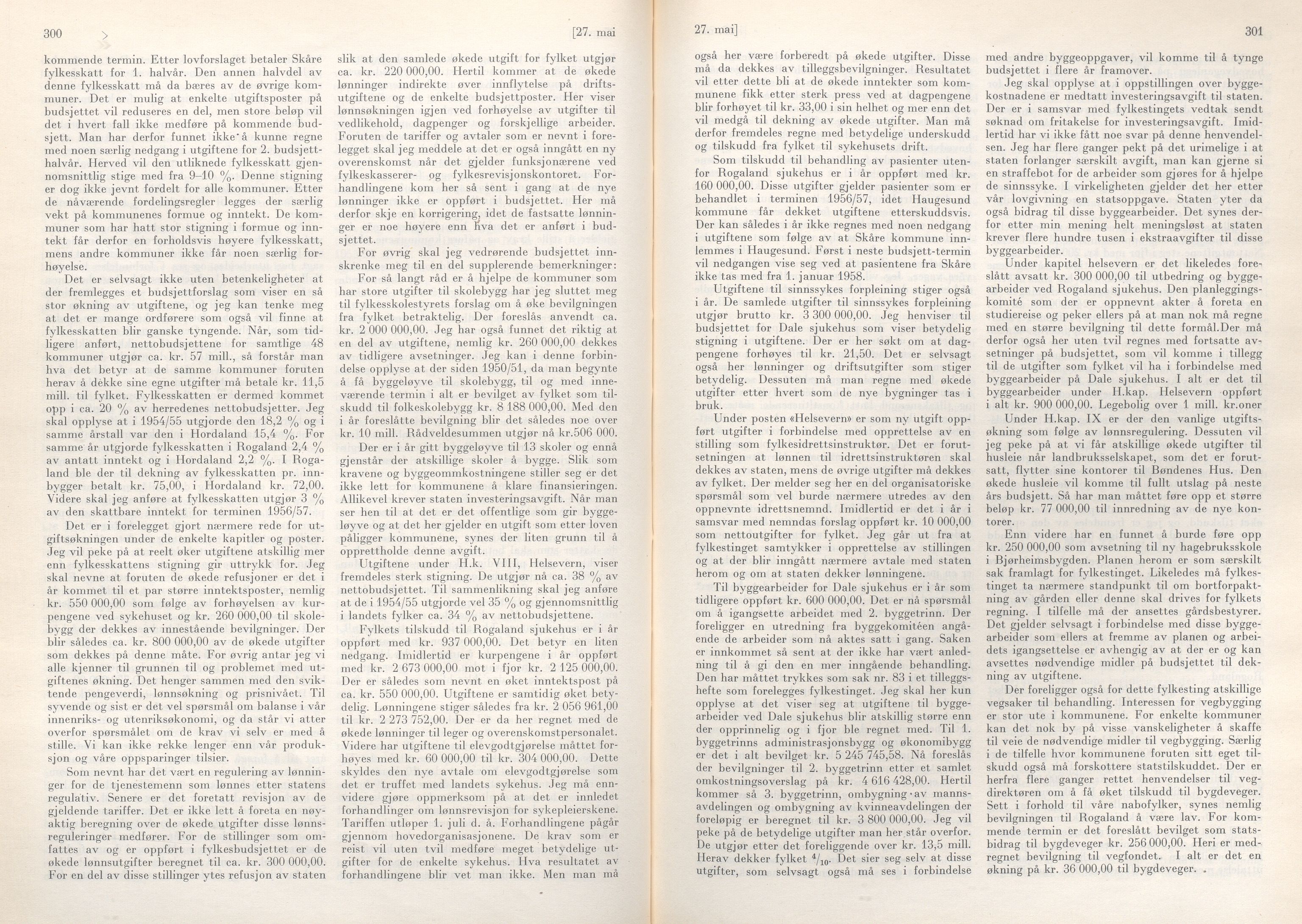 Rogaland fylkeskommune - Fylkesrådmannen , IKAR/A-900/A/Aa/Aaa/L0076: Møtebok , 1957, s. 300-301