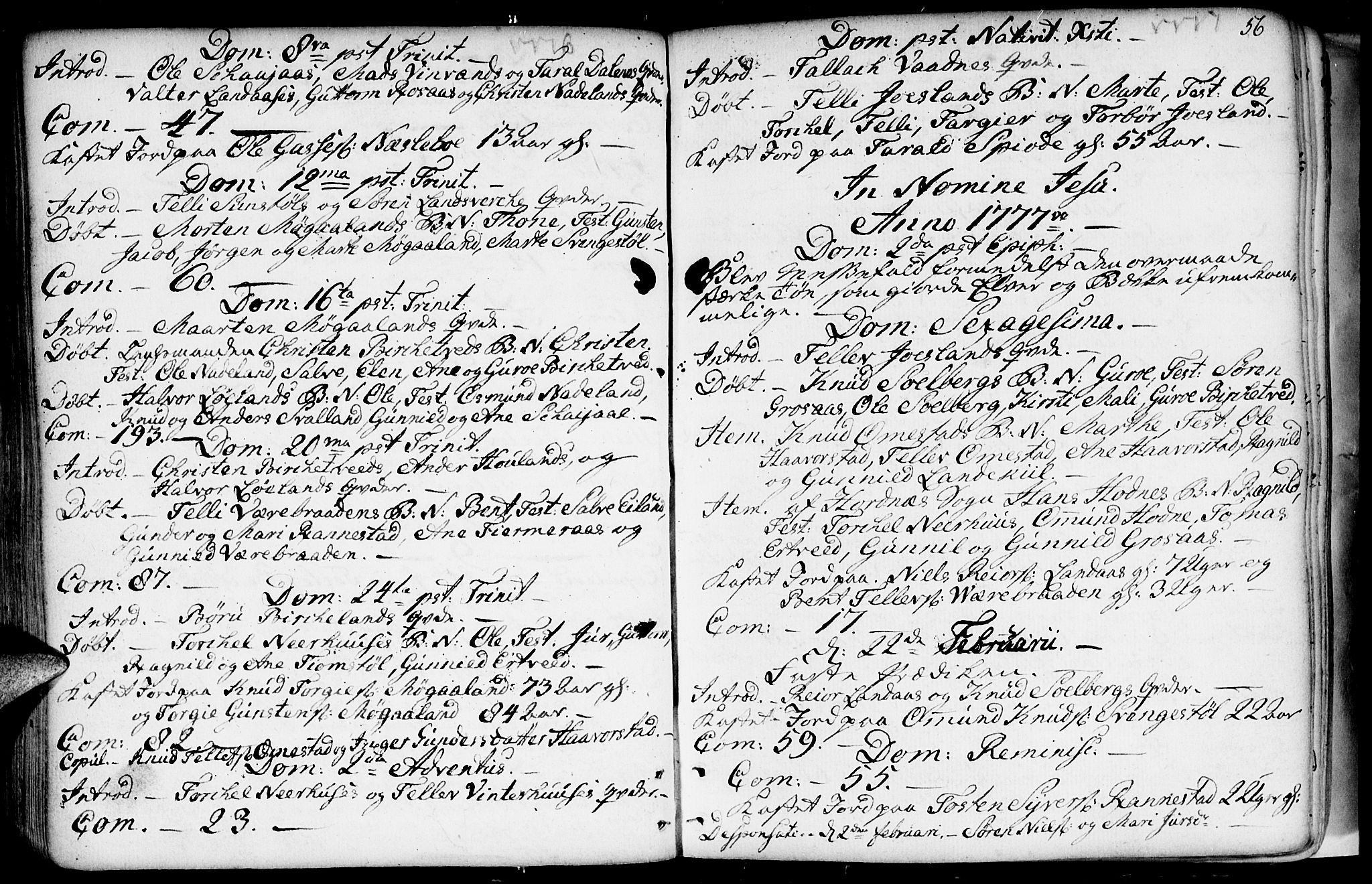 Evje sokneprestkontor, AV/SAK-1111-0008/F/Fa/Fac/L0002: Ministerialbok nr. A 2, 1765-1816, s. 56