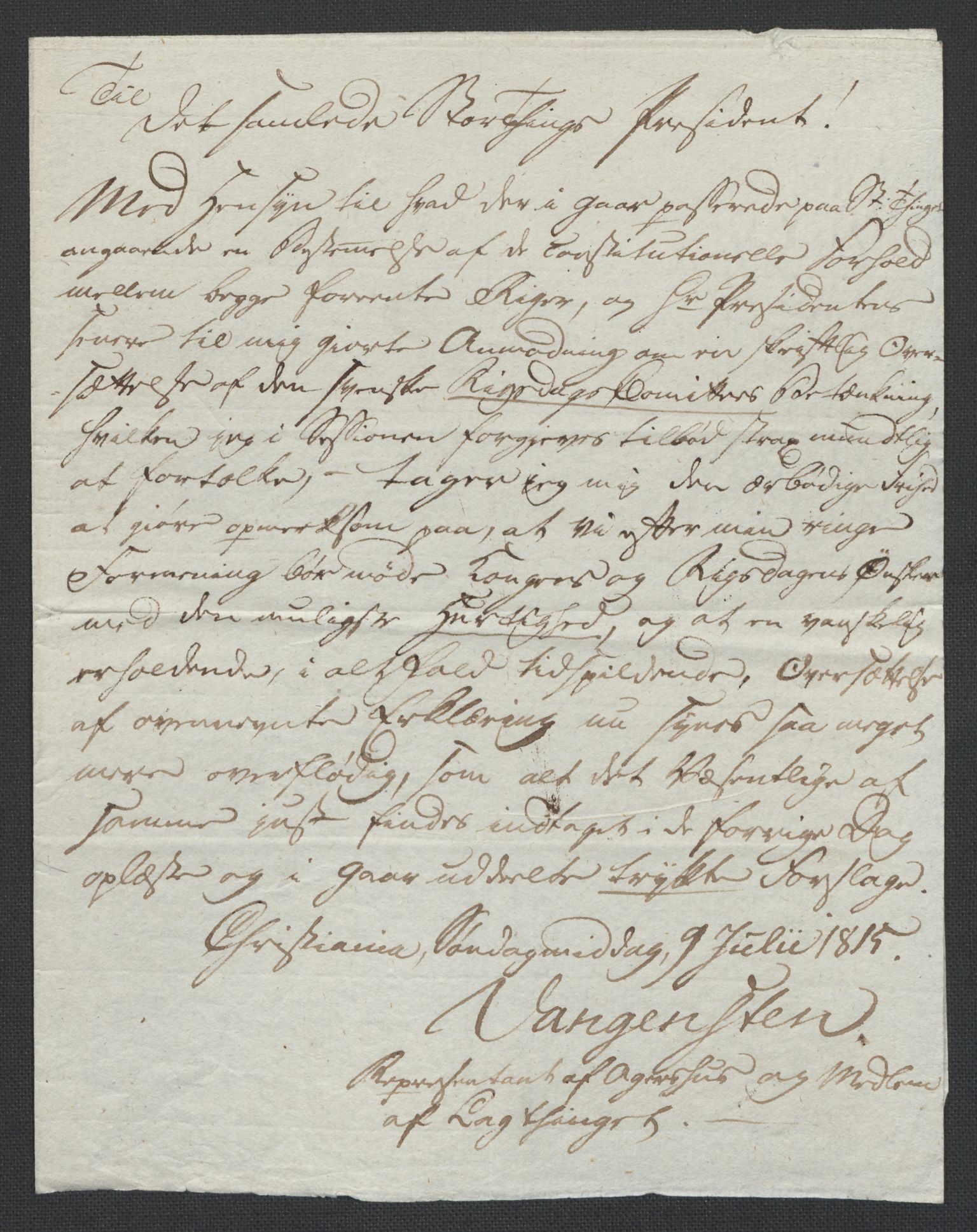 Christie, Wilhelm Frimann Koren, AV/RA-PA-0014/F/L0005: Christies dokumenter fra Stortinget, 1815-1816, s. 235