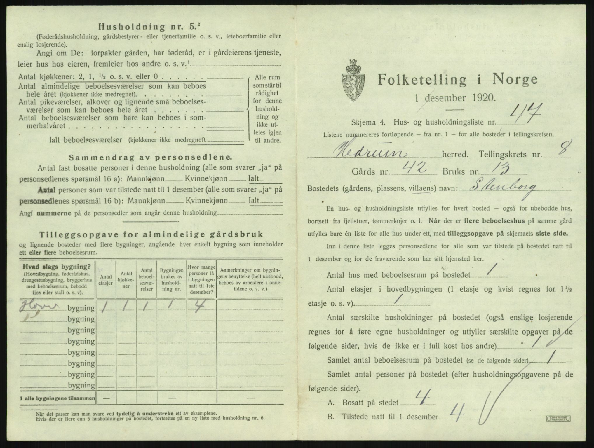 SAKO, Folketelling 1920 for 0727 Hedrum herred, 1920, s. 819