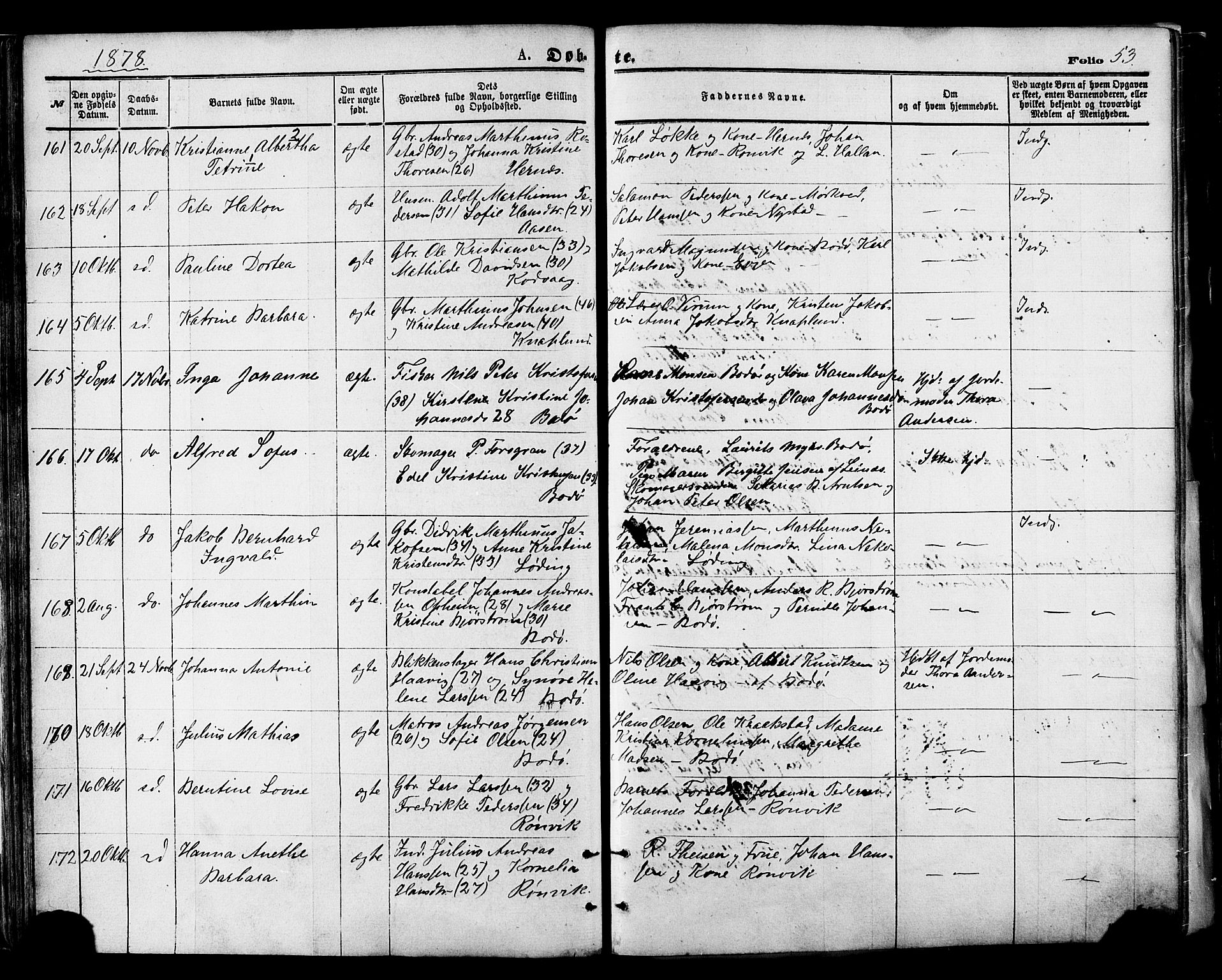 Ministerialprotokoller, klokkerbøker og fødselsregistre - Nordland, AV/SAT-A-1459/801/L0009: Ministerialbok nr. 801A09, 1876-1883, s. 53