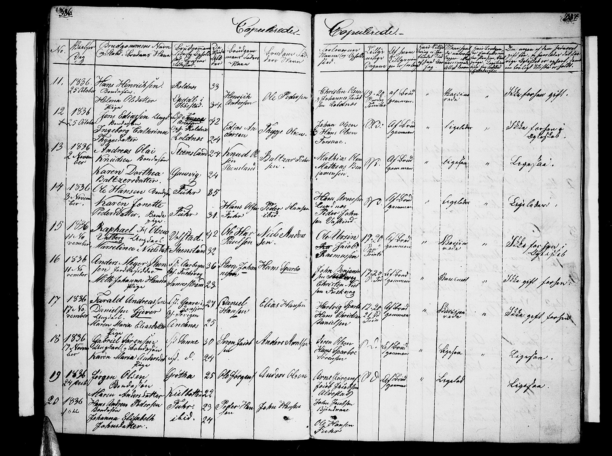 Trondenes sokneprestkontor, AV/SATØ-S-1319/H/Hb/L0005klokker: Klokkerbok nr. 5, 1834-1845, s. 386-387