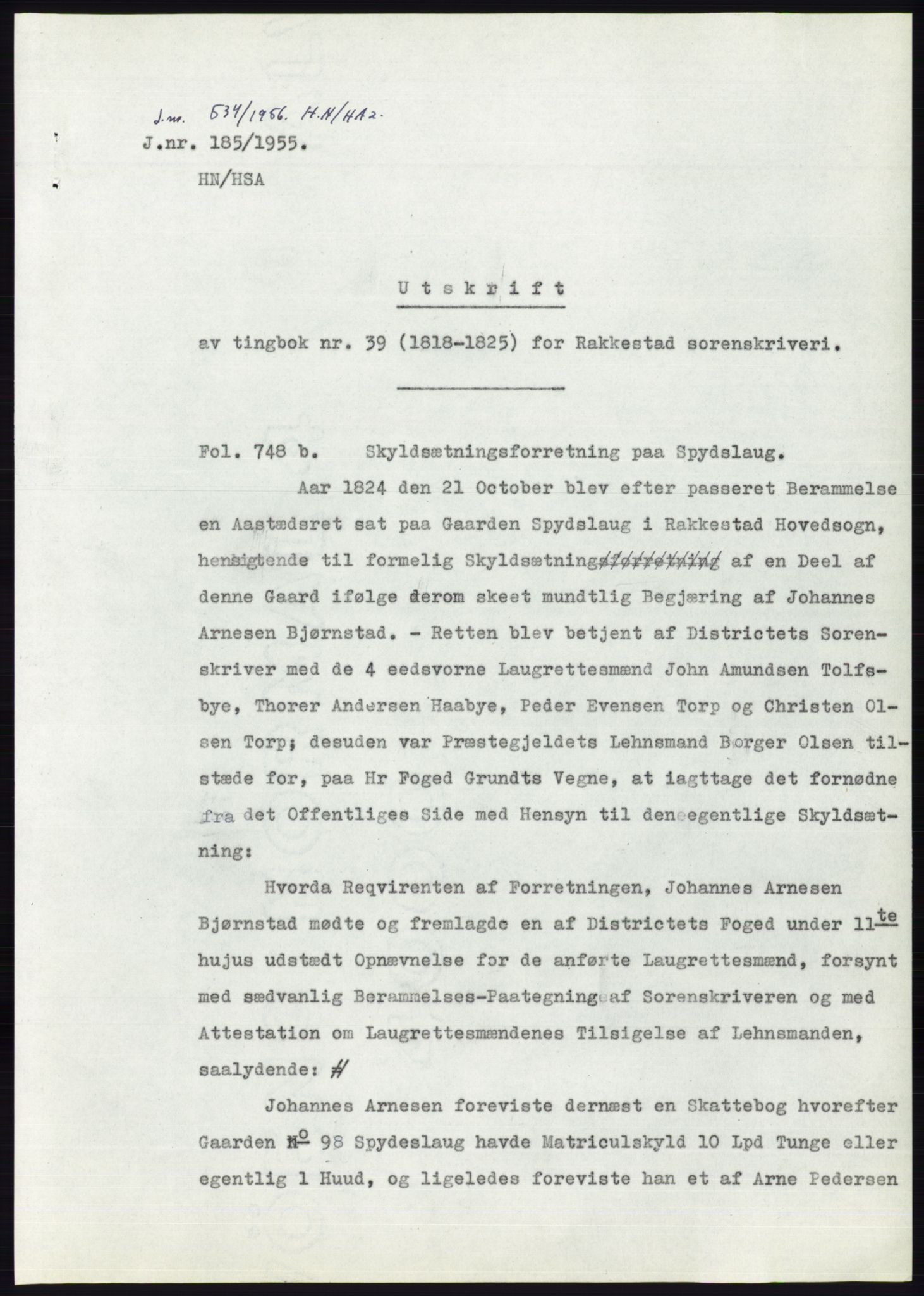 Statsarkivet i Oslo, SAO/A-10621/Z/Zd/L0002: Avskrifter, j.nr 5-691/1955, 1955, s. 162