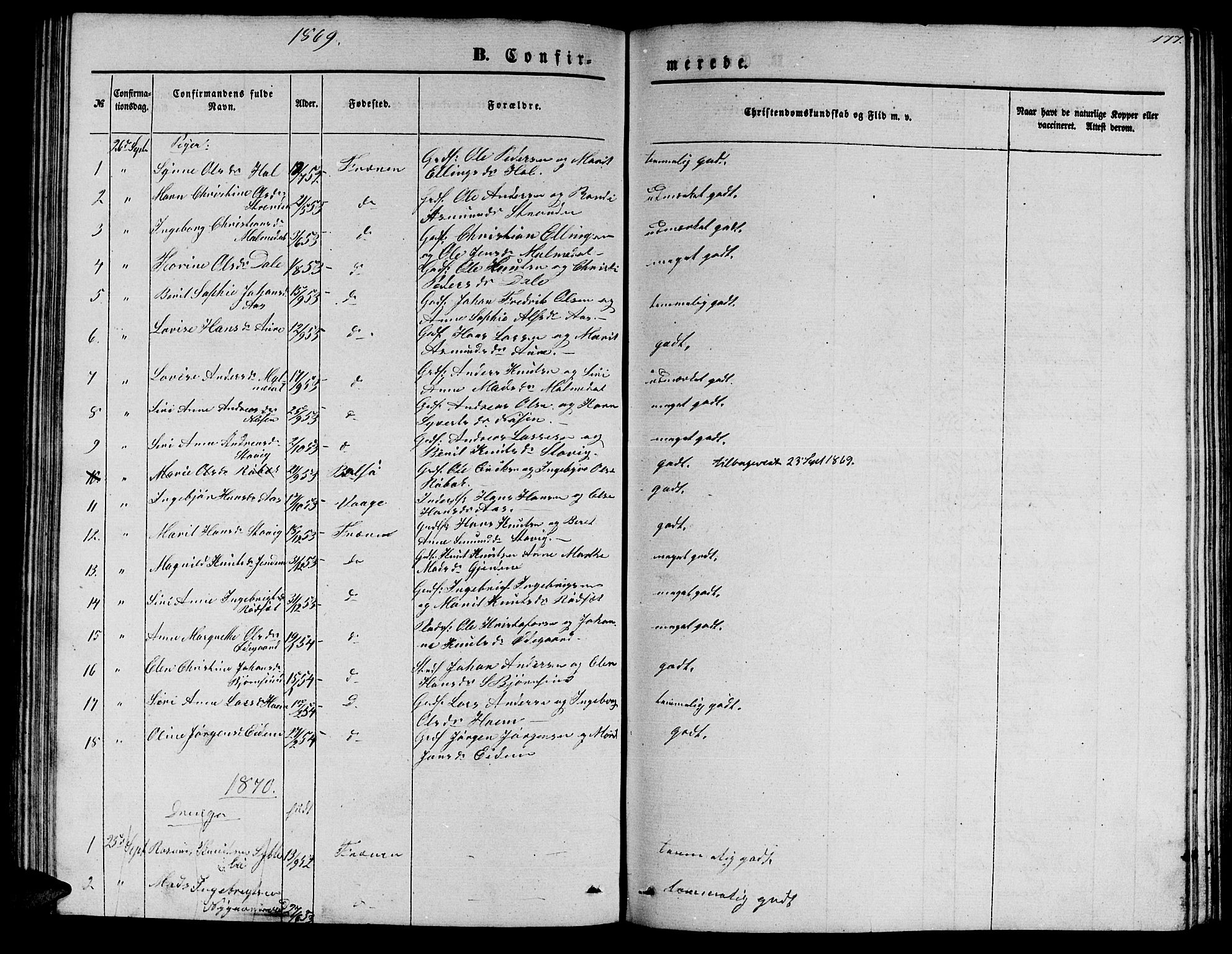 Ministerialprotokoller, klokkerbøker og fødselsregistre - Møre og Romsdal, AV/SAT-A-1454/565/L0753: Klokkerbok nr. 565C02, 1845-1870, s. 177