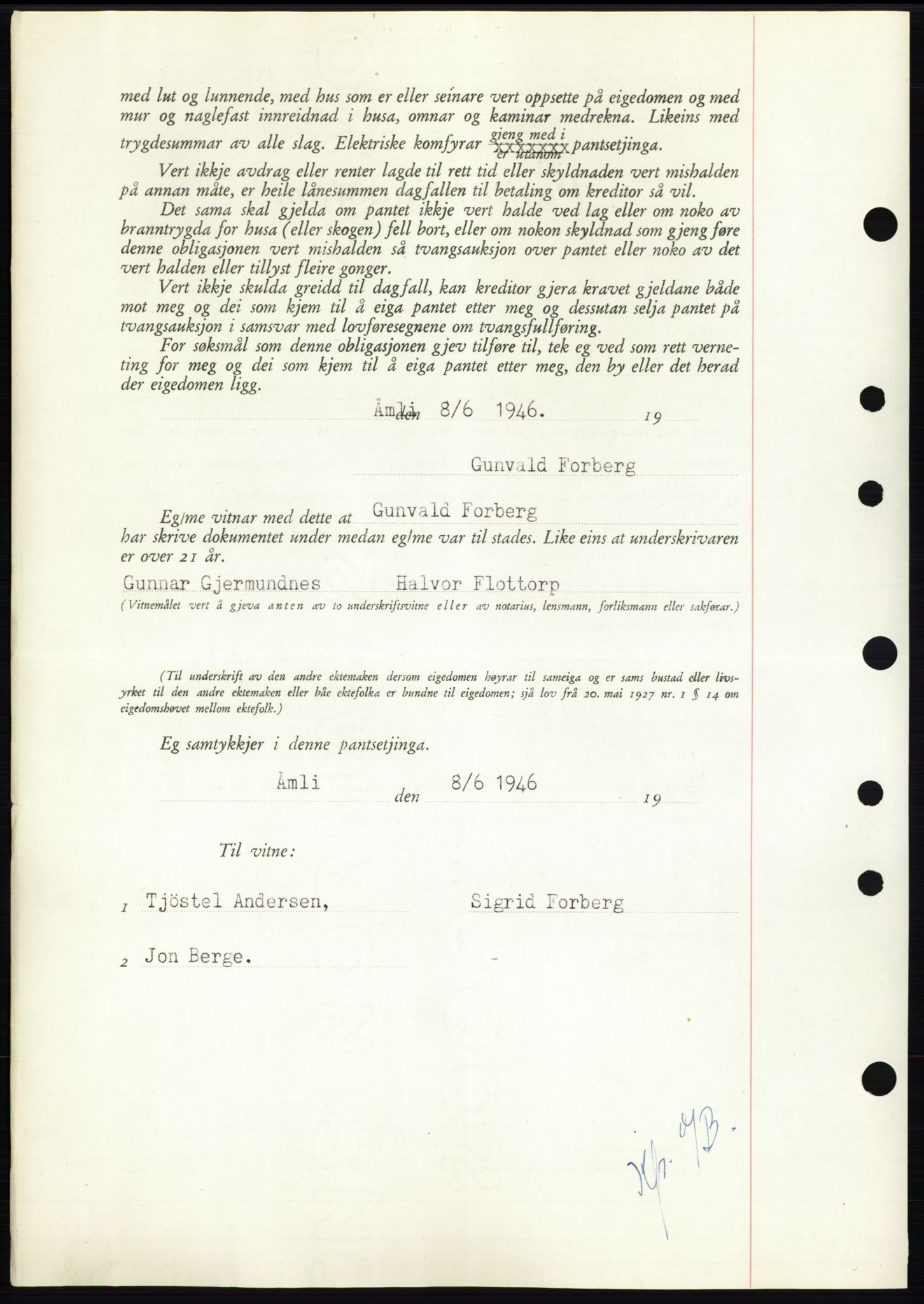 Nedenes sorenskriveri, AV/SAK-1221-0006/G/Gb/Gbb/L0003: Pantebok nr. B3b, 1946-1946, Dagboknr: 613/1946