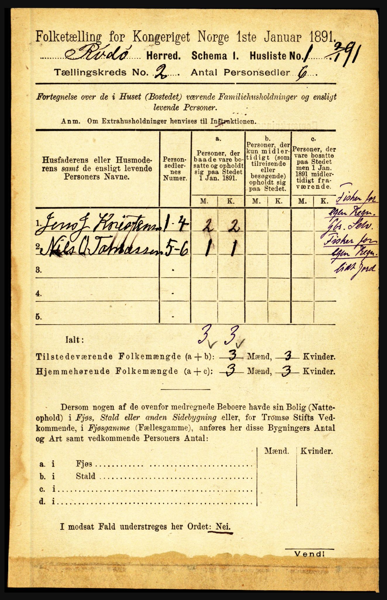 RA, Folketelling 1891 for 1836 Rødøy herred, 1891, s. 154