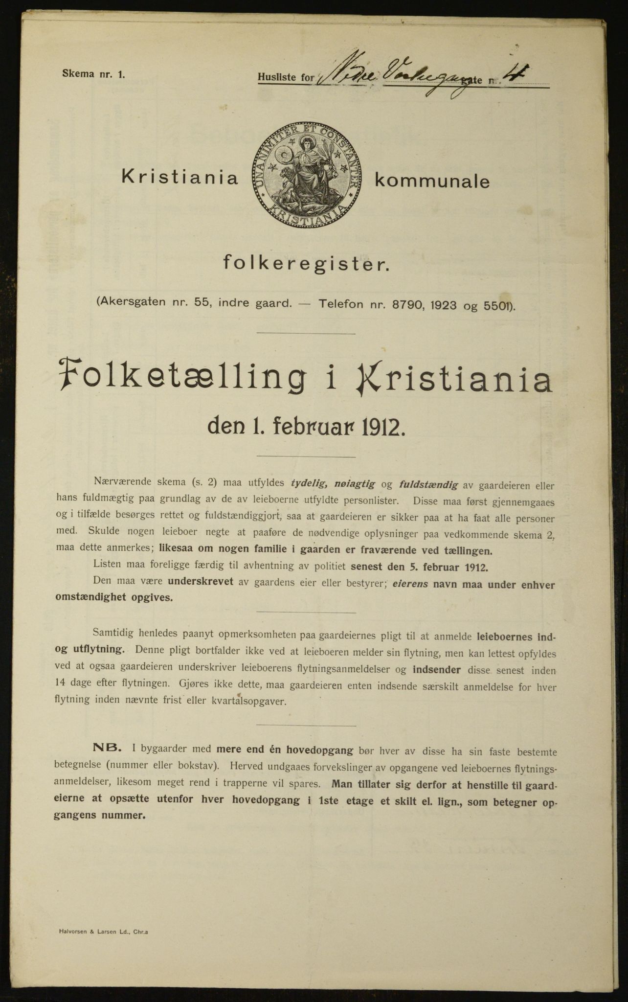 OBA, Kommunal folketelling 1.2.1912 for Kristiania, 1912, s. 70104