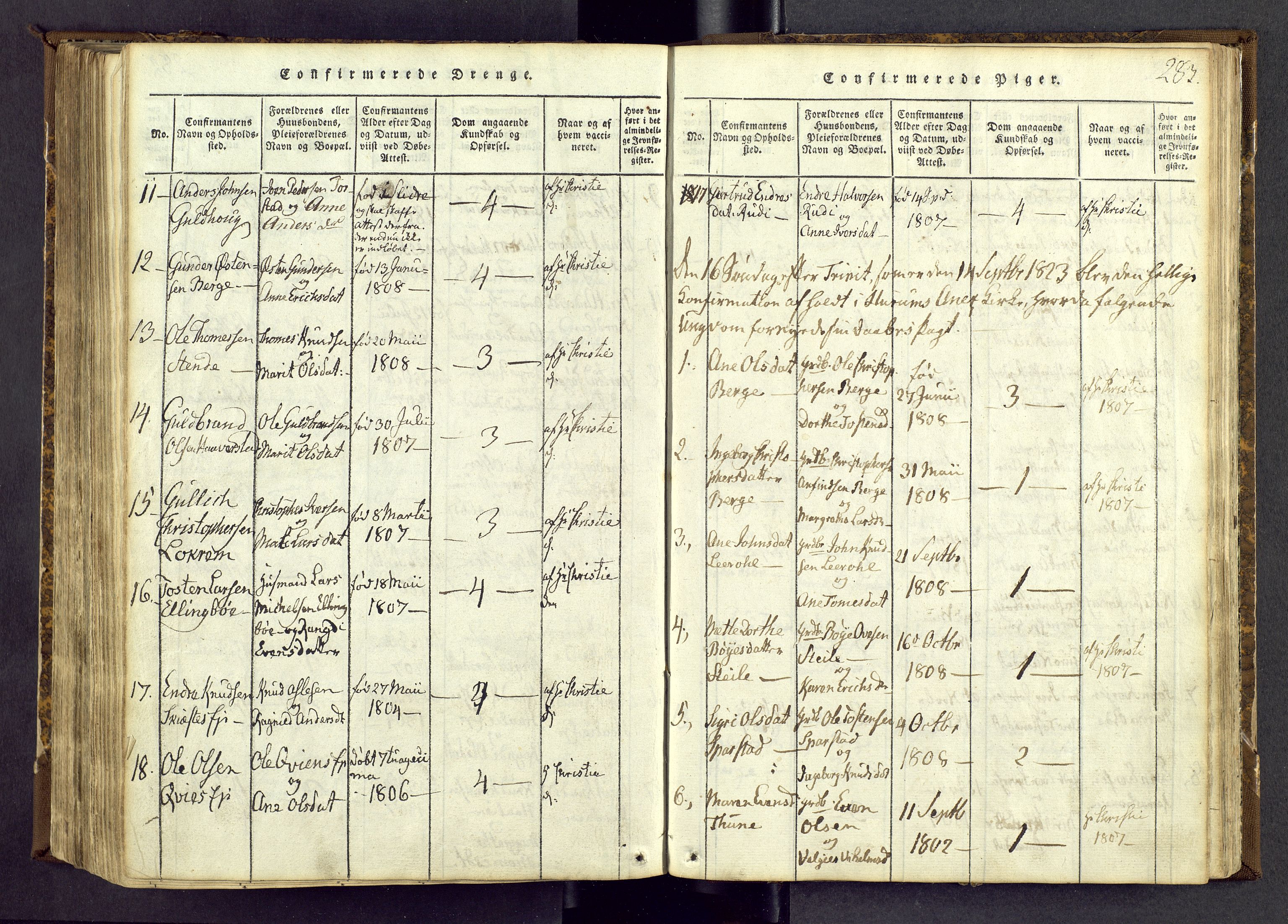 Vang prestekontor, Valdres, SAH/PREST-140/H/Ha/L0004: Ministerialbok nr. 4, 1814-1831, s. 283