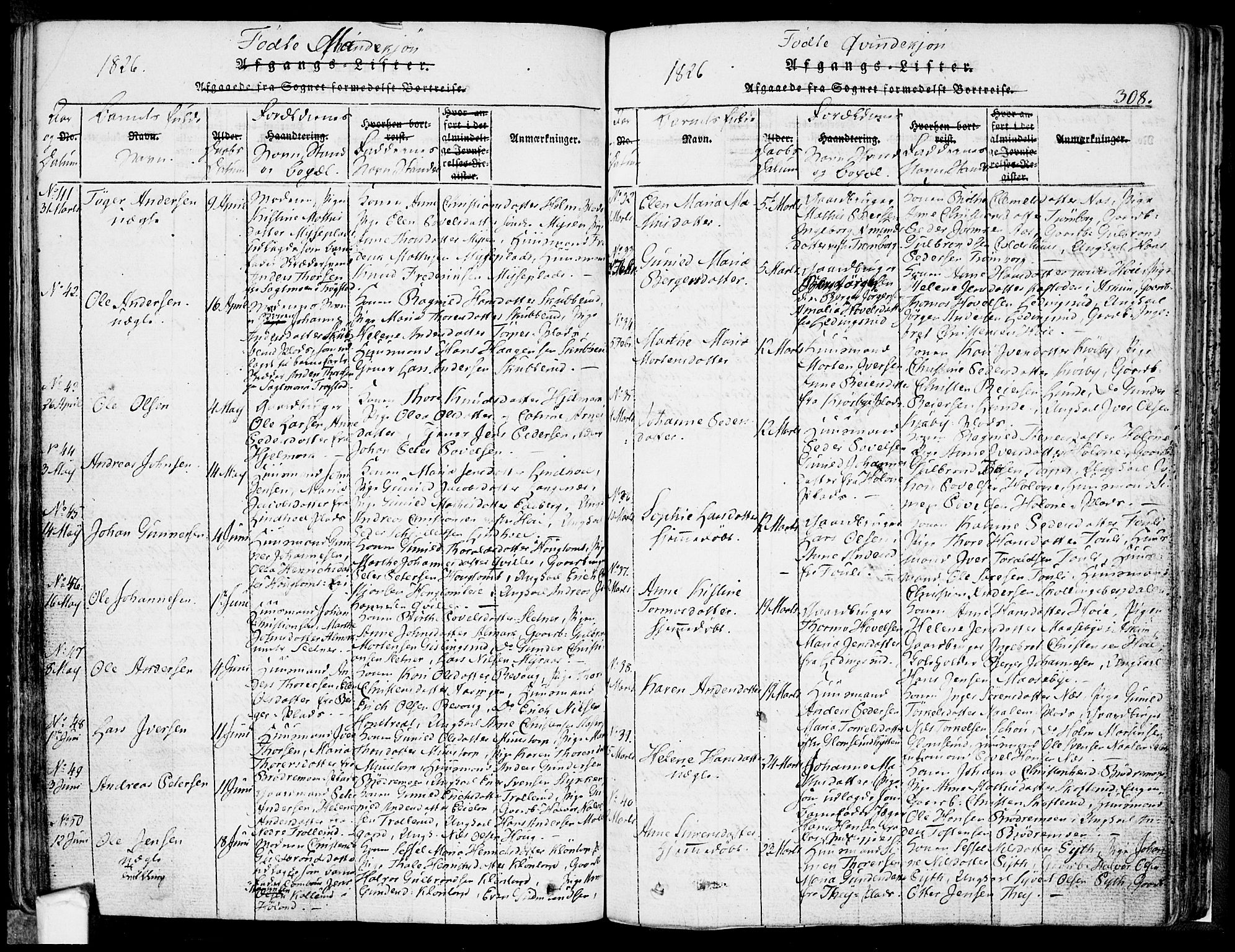 Eidsberg prestekontor Kirkebøker, AV/SAO-A-10905/F/Fa/L0007: Ministerialbok nr. I 7, 1814-1832, s. 308