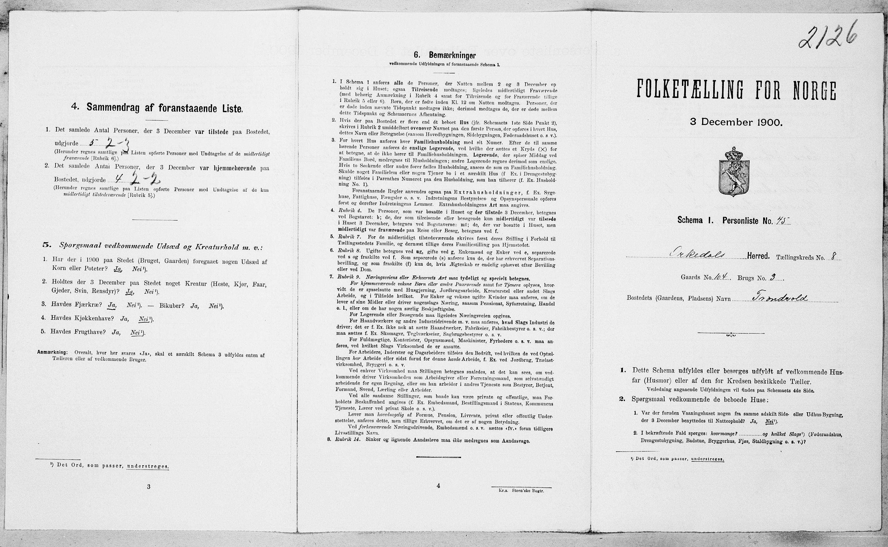 SAT, Folketelling 1900 for 1638 Orkdal herred, 1900, s. 1325