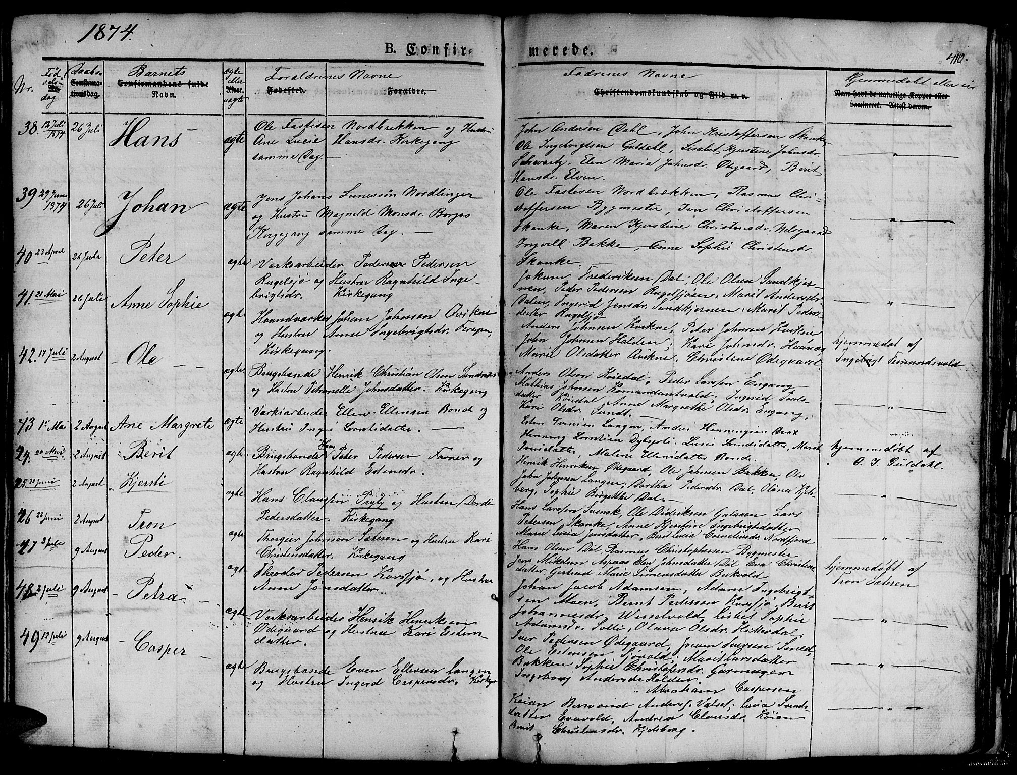 Ministerialprotokoller, klokkerbøker og fødselsregistre - Sør-Trøndelag, SAT/A-1456/681/L0938: Klokkerbok nr. 681C02, 1829-1879, s. 410