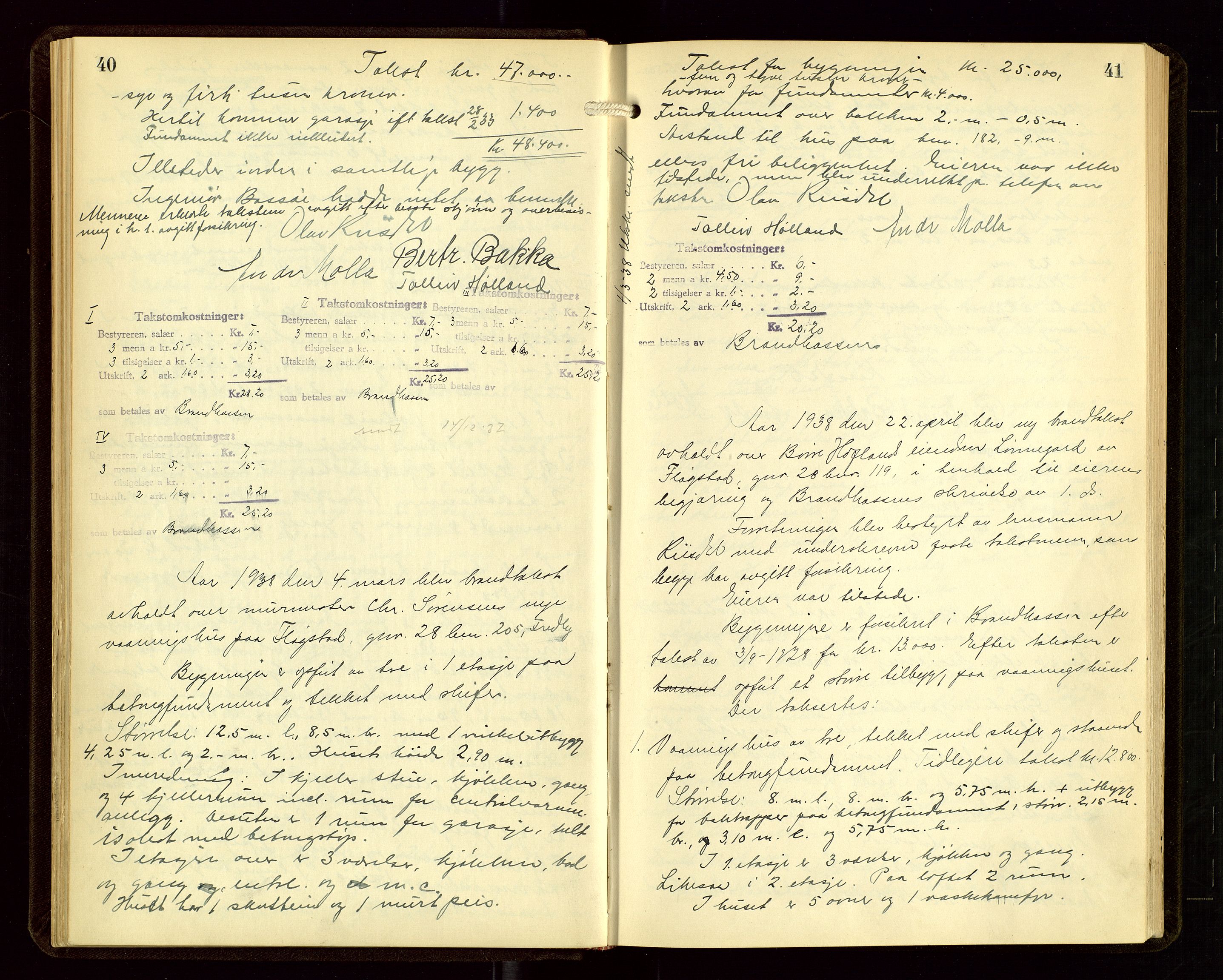 Sauda lensmannskontor, AV/SAST-A-100177/Goa/L0004: "Brandtakstprotokoll for Sauda lensmannsdistrikt", 1934-1946, s. 40-41