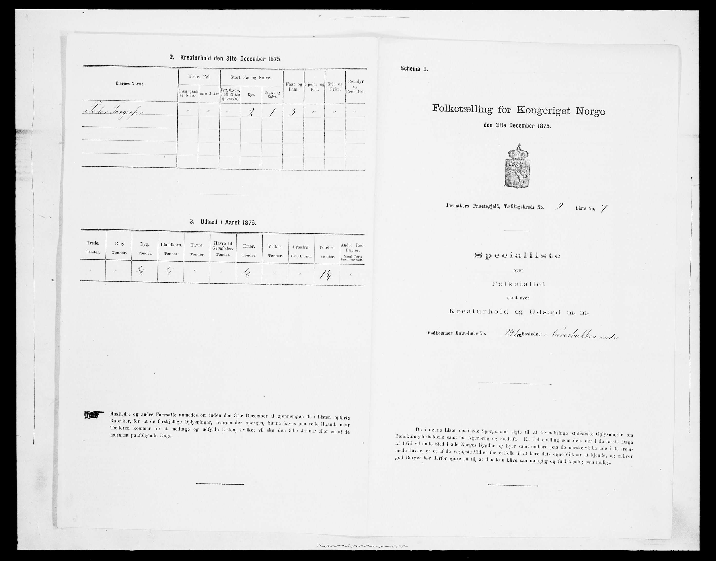 SAH, Folketelling 1875 for 0532P Jevnaker prestegjeld, 1875, s. 1516