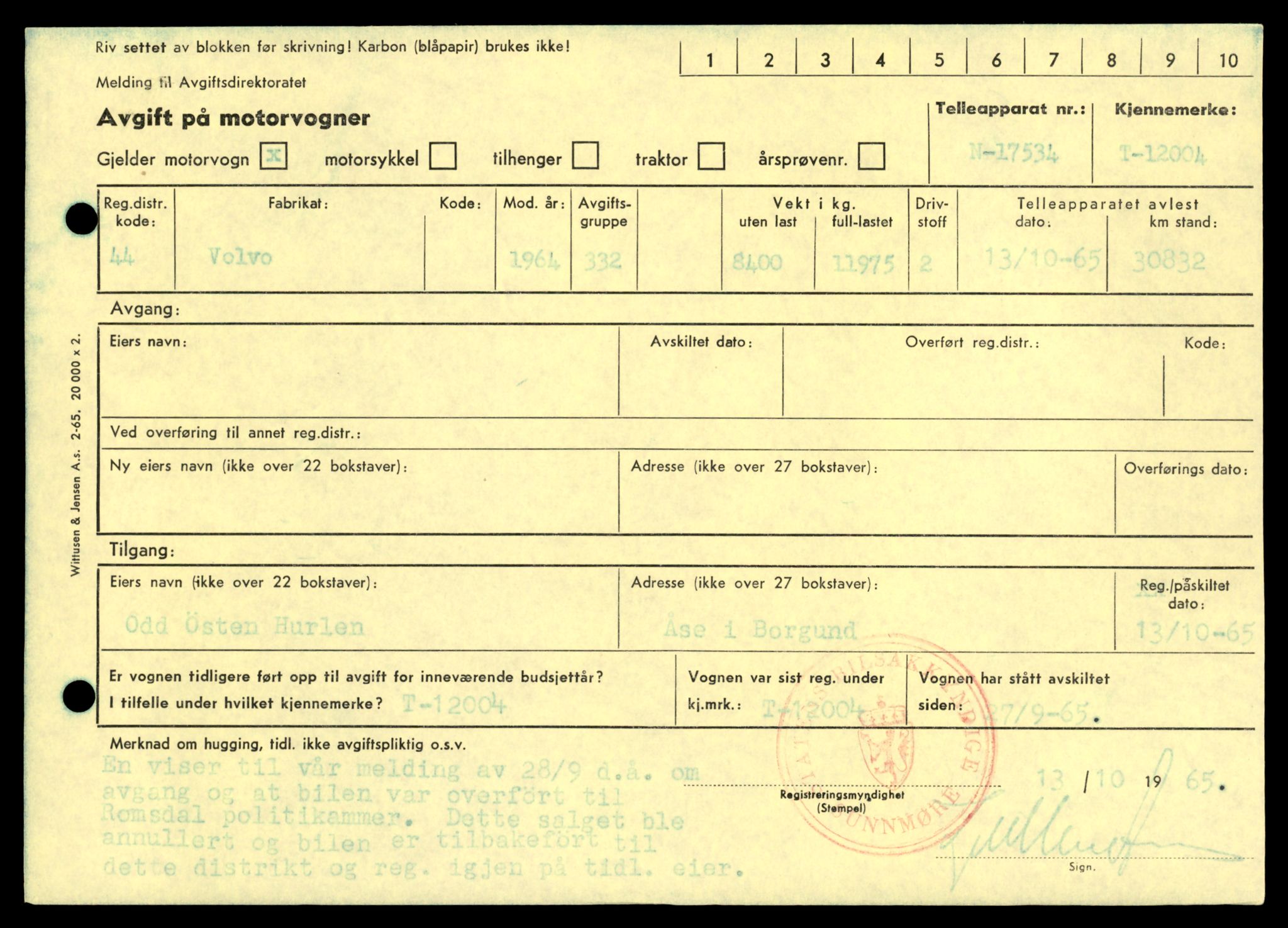 Møre og Romsdal vegkontor - Ålesund trafikkstasjon, AV/SAT-A-4099/F/Fe/L0032: Registreringskort for kjøretøy T 11997 - T 12149, 1927-1998, s. 103