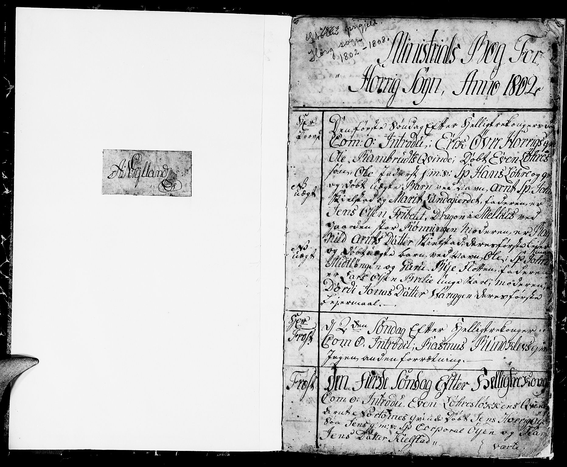 Ministerialprotokoller, klokkerbøker og fødselsregistre - Sør-Trøndelag, SAT/A-1456/692/L1106: Klokkerbok nr. 692C01, 1802-1808