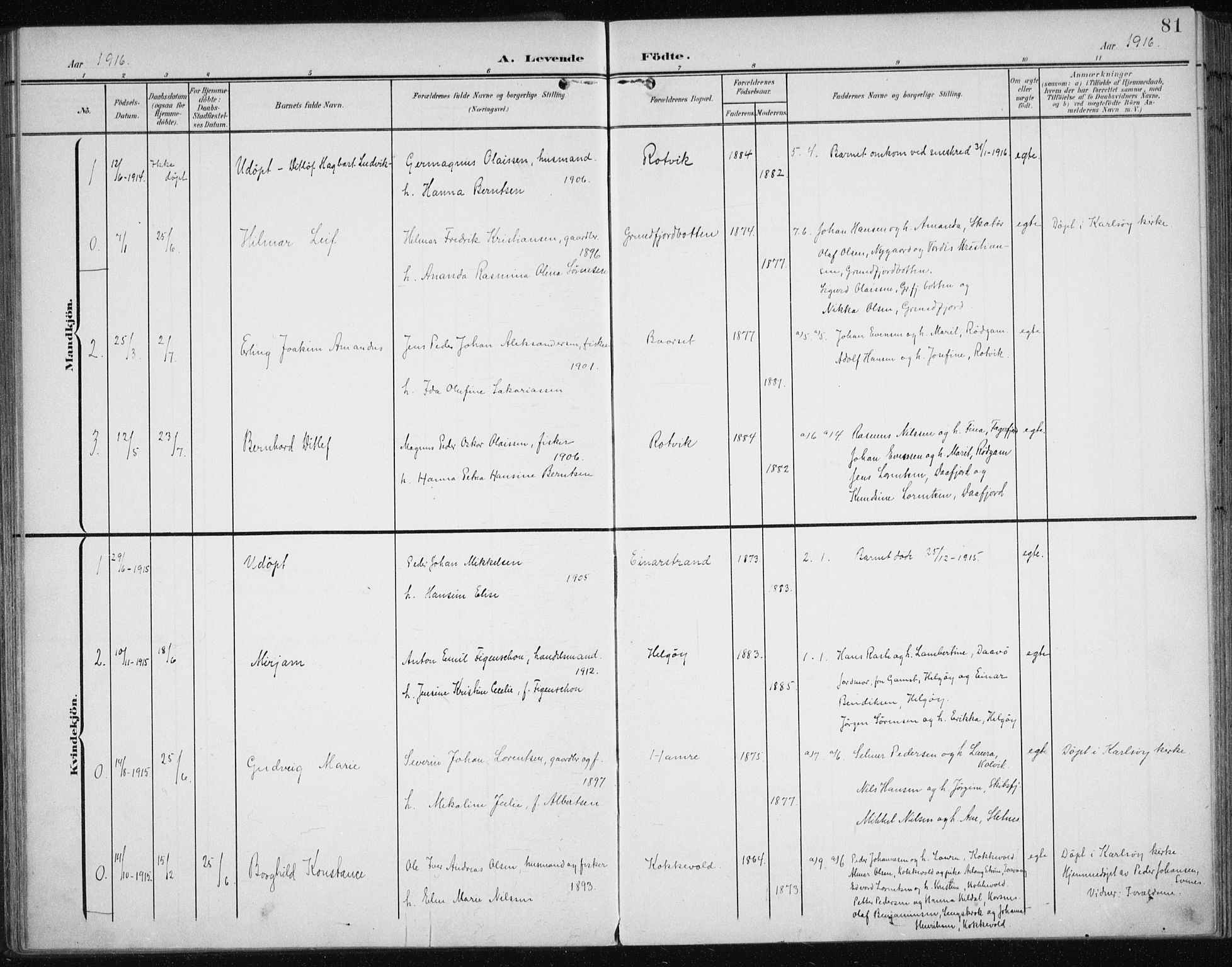 Karlsøy sokneprestembete, AV/SATØ-S-1299/H/Ha/Haa/L0013kirke: Ministerialbok nr. 13, 1902-1916, s. 81