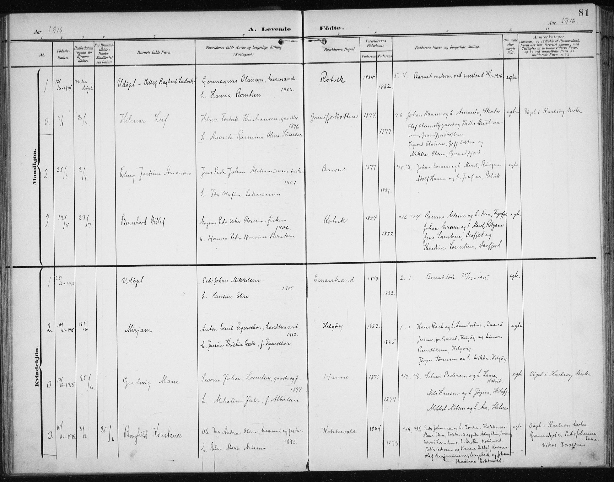 Karlsøy sokneprestembete, SATØ/S-1299/H/Ha/Haa/L0013kirke: Ministerialbok nr. 13, 1902-1916, s. 81