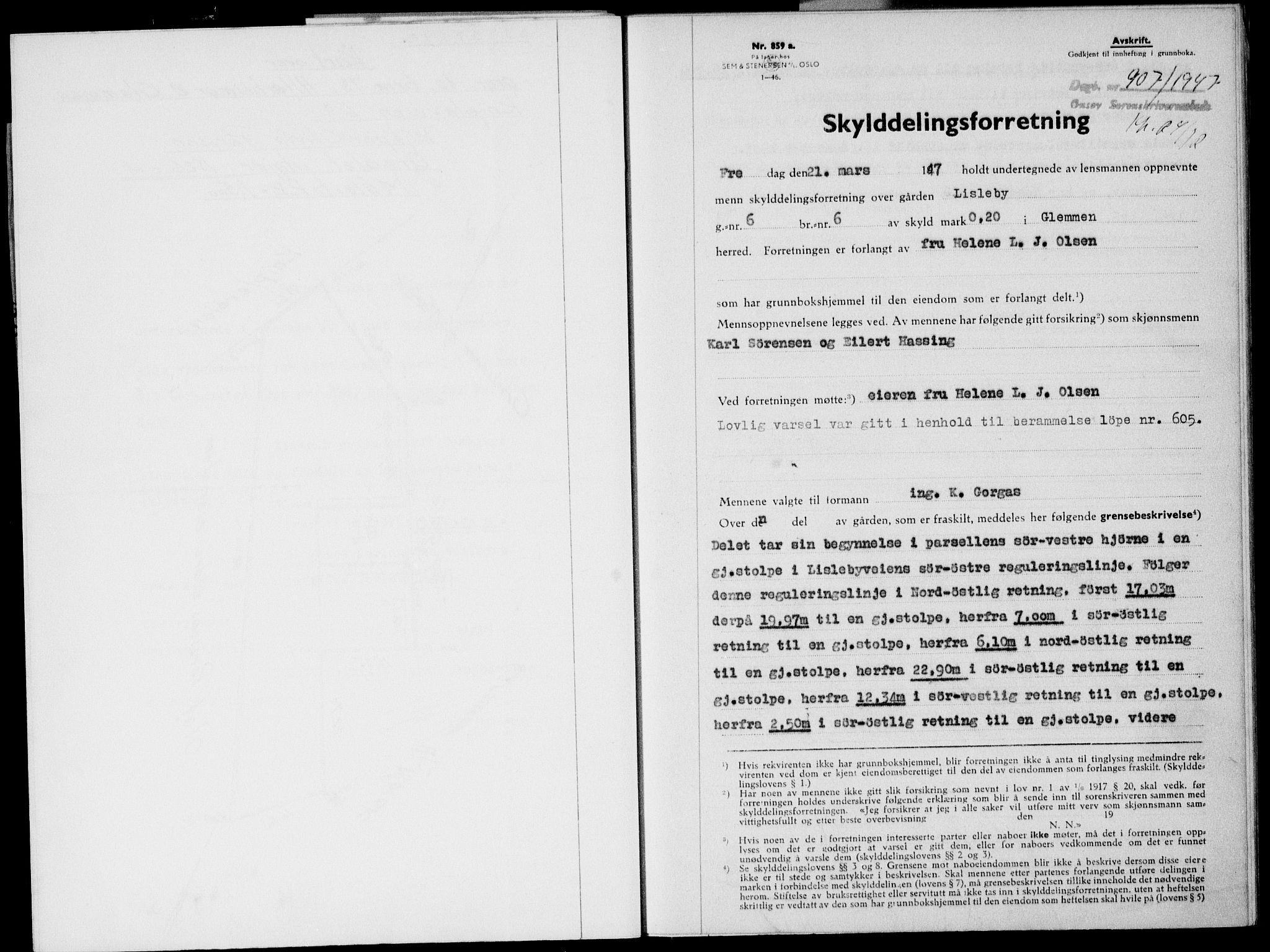 Onsøy sorenskriveri, SAO/A-10474/G/Ga/Gab/L0019b: Pantebok nr. II A-19 B, 1947-1947, Dagboknr: 907/1947
